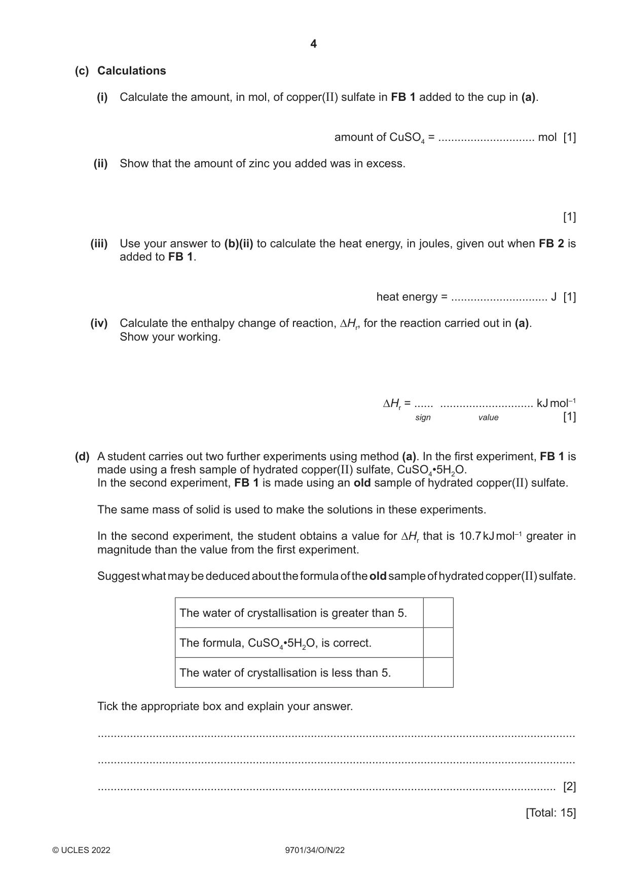 Cambridge A Level Chemistry 9701 2022 Oct/Nov Paper 3 · Variant 4 question paper, page 4 of 12