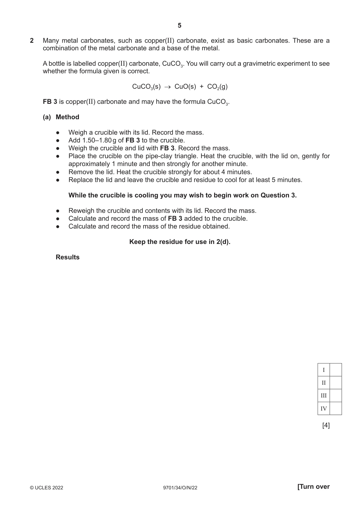 Cambridge A Level Chemistry 9701 2022 Oct/Nov Paper 3 · Variant 4 question paper, page 5 of 12
