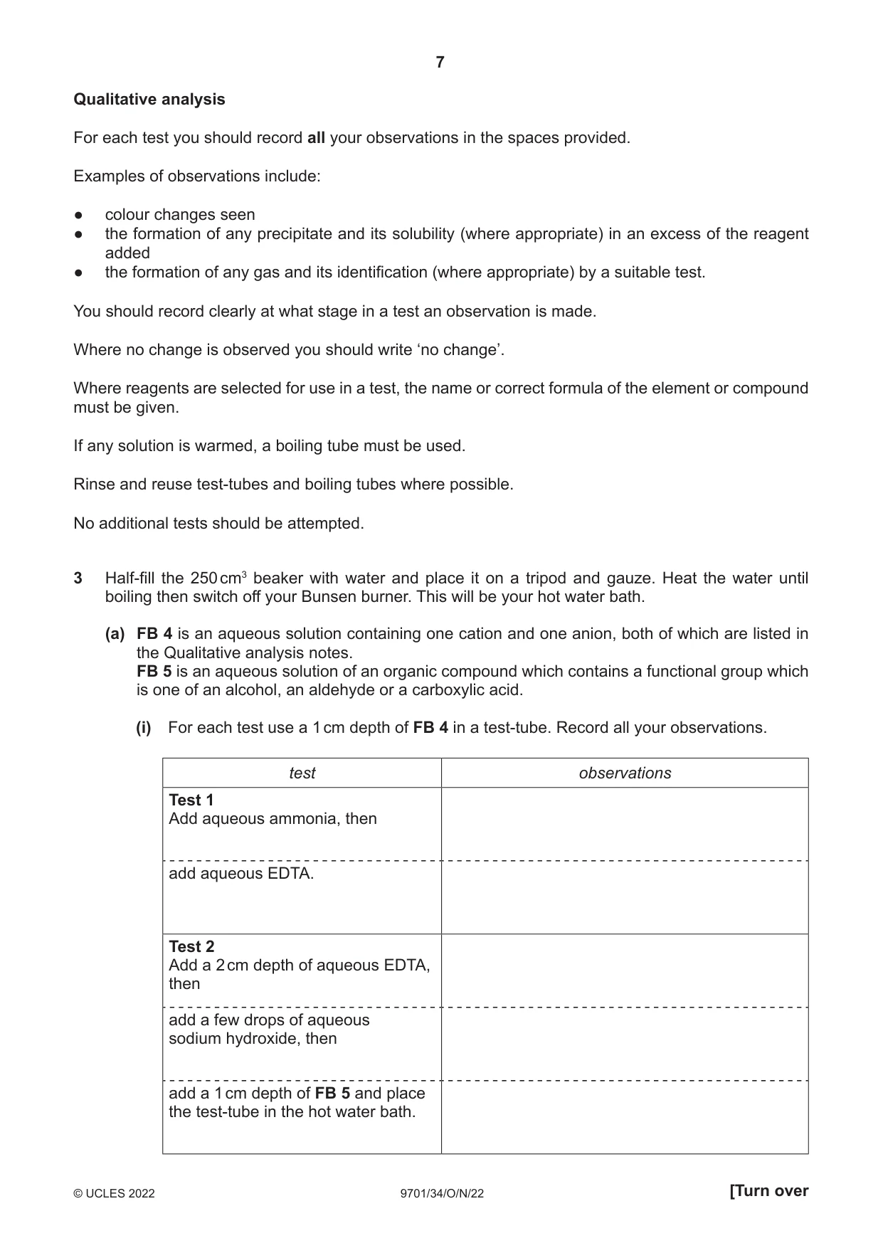 Cambridge A Level Chemistry 9701 2022 Oct/Nov Paper 3 · Variant 4 question paper, page 7 of 12