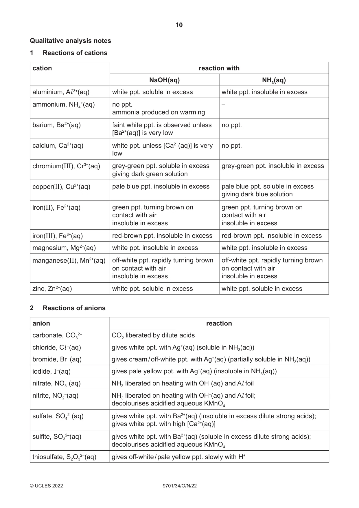 Cambridge A Level Chemistry 9701 2022 Oct/Nov Paper 3 · Variant 4 question paper, page 10 of 12