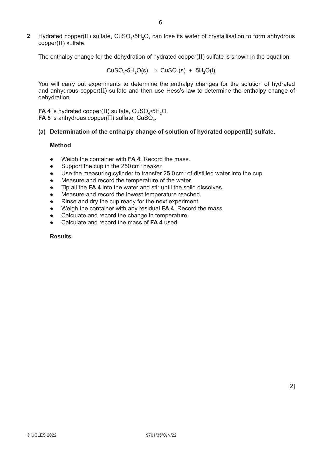 Cambridge A Level Chemistry 9701 2022 Oct/Nov Paper 3 · Variant 5 question paper, page 6 of 16