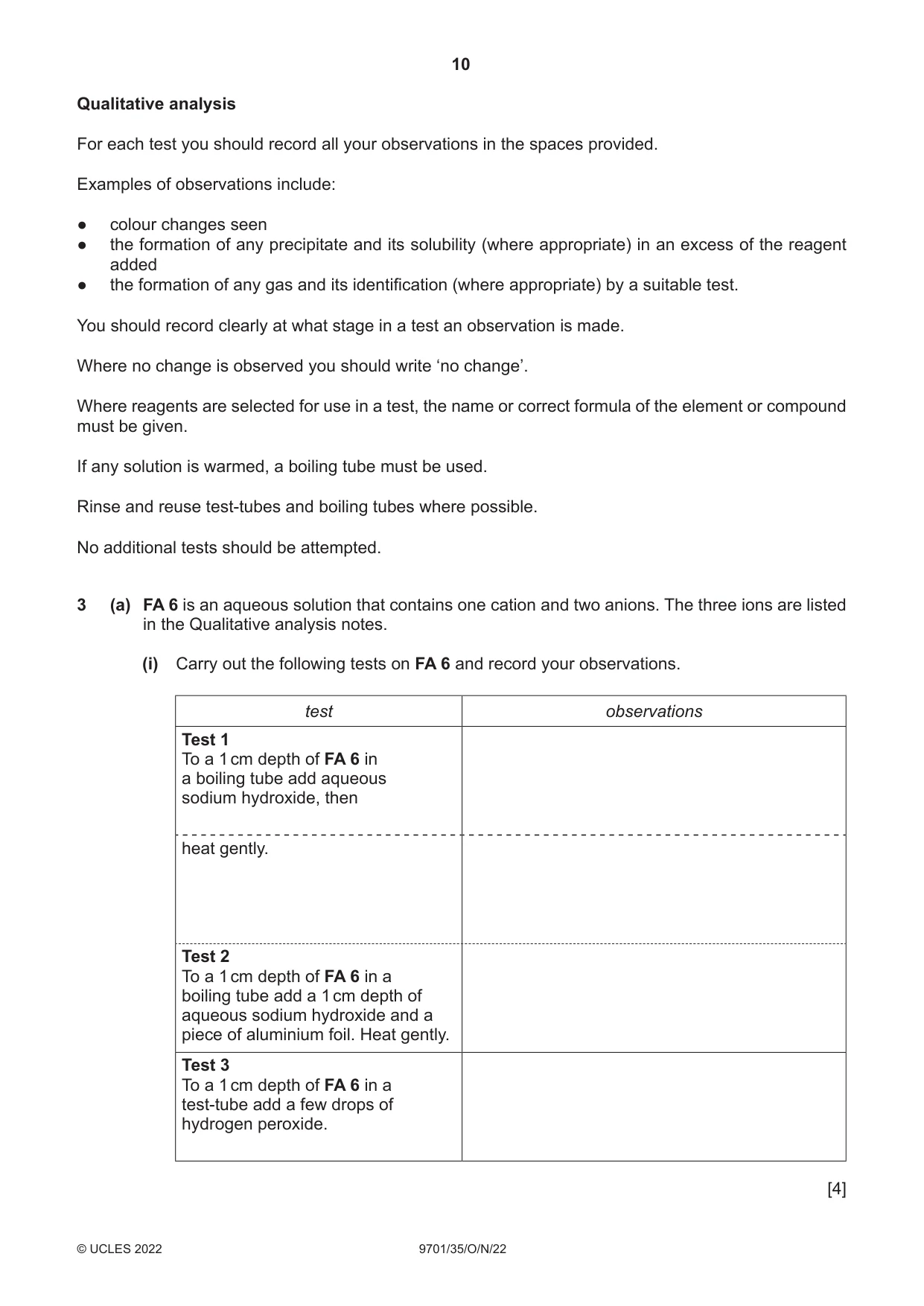 Cambridge A Level Chemistry 9701 2022 Oct/Nov Paper 3 · Variant 5 question paper, page 10 of 16