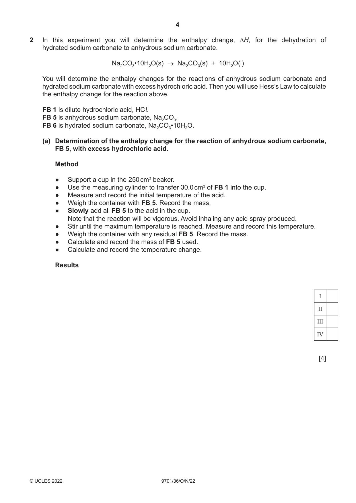 Cambridge A Level Chemistry 9701 2022 Oct/Nov Paper 3 · Variant 6 question paper, page 4 of 12