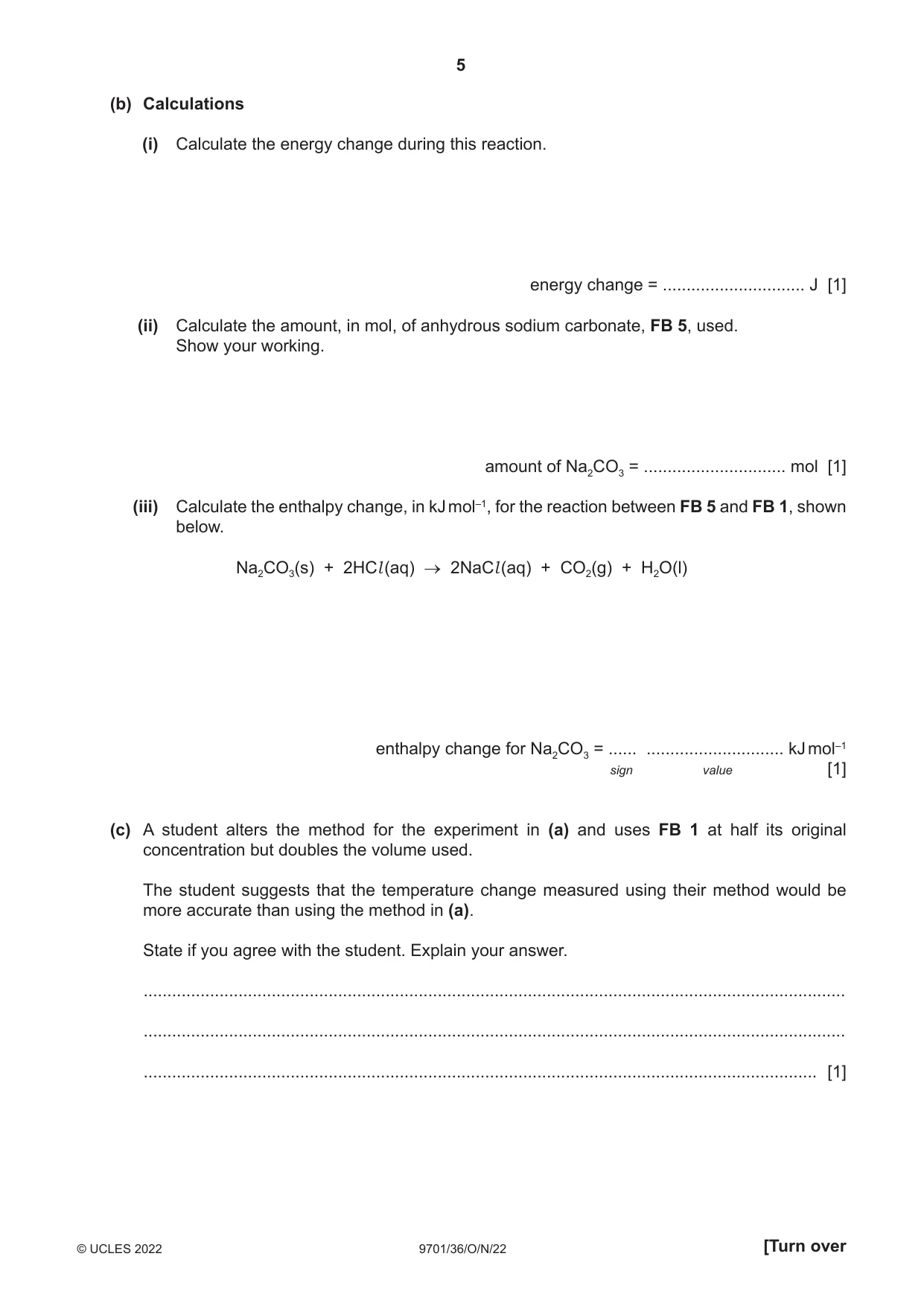 Cambridge A Level Chemistry 9701 2022 Oct/Nov Paper 3 · Variant 6 question paper, page 5 of 12