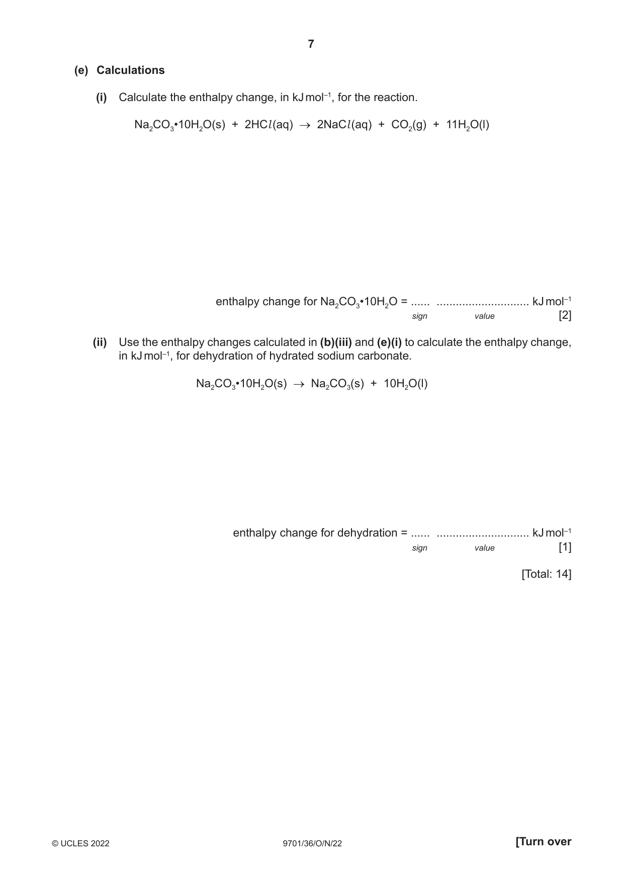 Cambridge A Level Chemistry 9701 2022 Oct/Nov Paper 3 · Variant 6 question paper, page 7 of 12