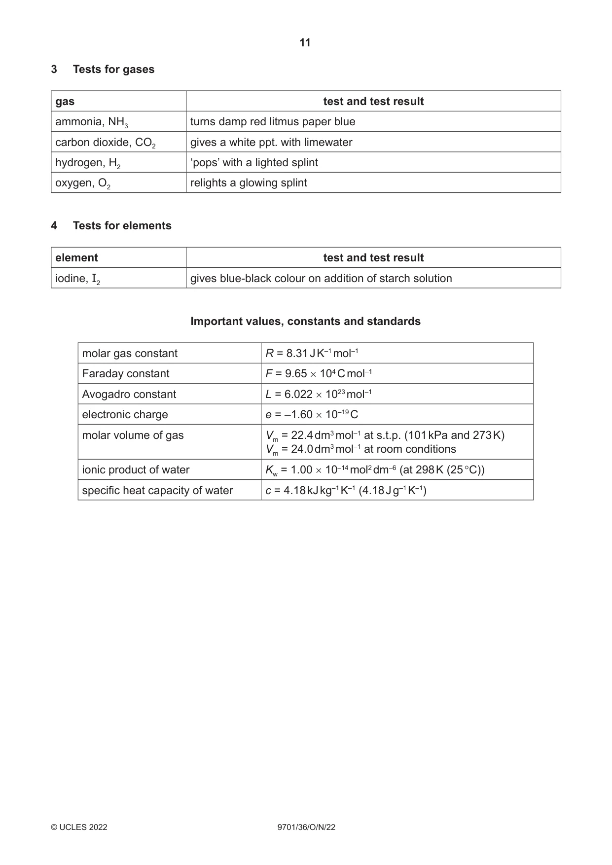 Cambridge A Level Chemistry 9701 2022 Oct/Nov Paper 3 · Variant 6 question paper, page 11 of 12