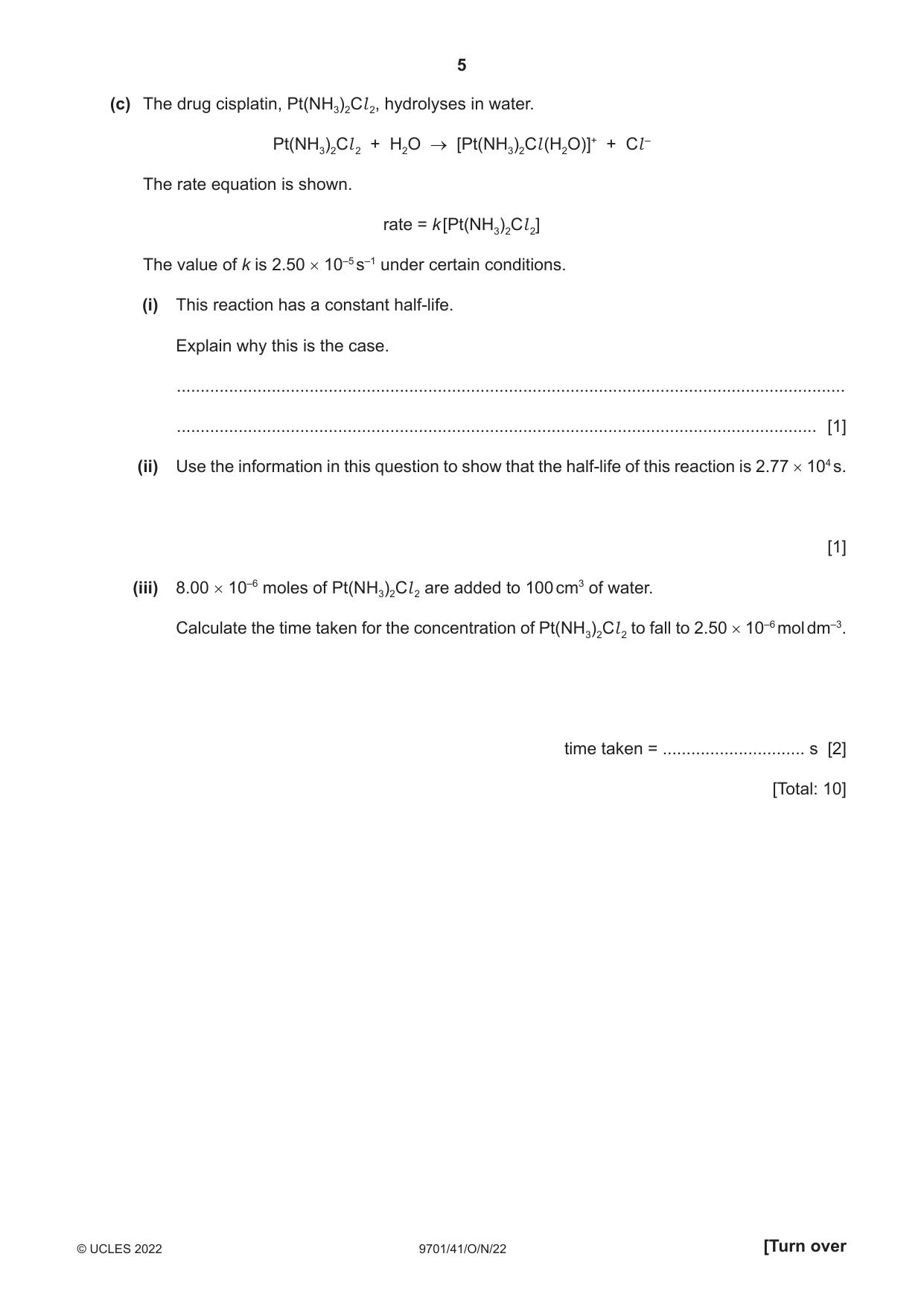 Cambridge A Level Chemistry 9701 2022 Oct/Nov Paper 4 · Variant 1 question paper, page 5 of 28