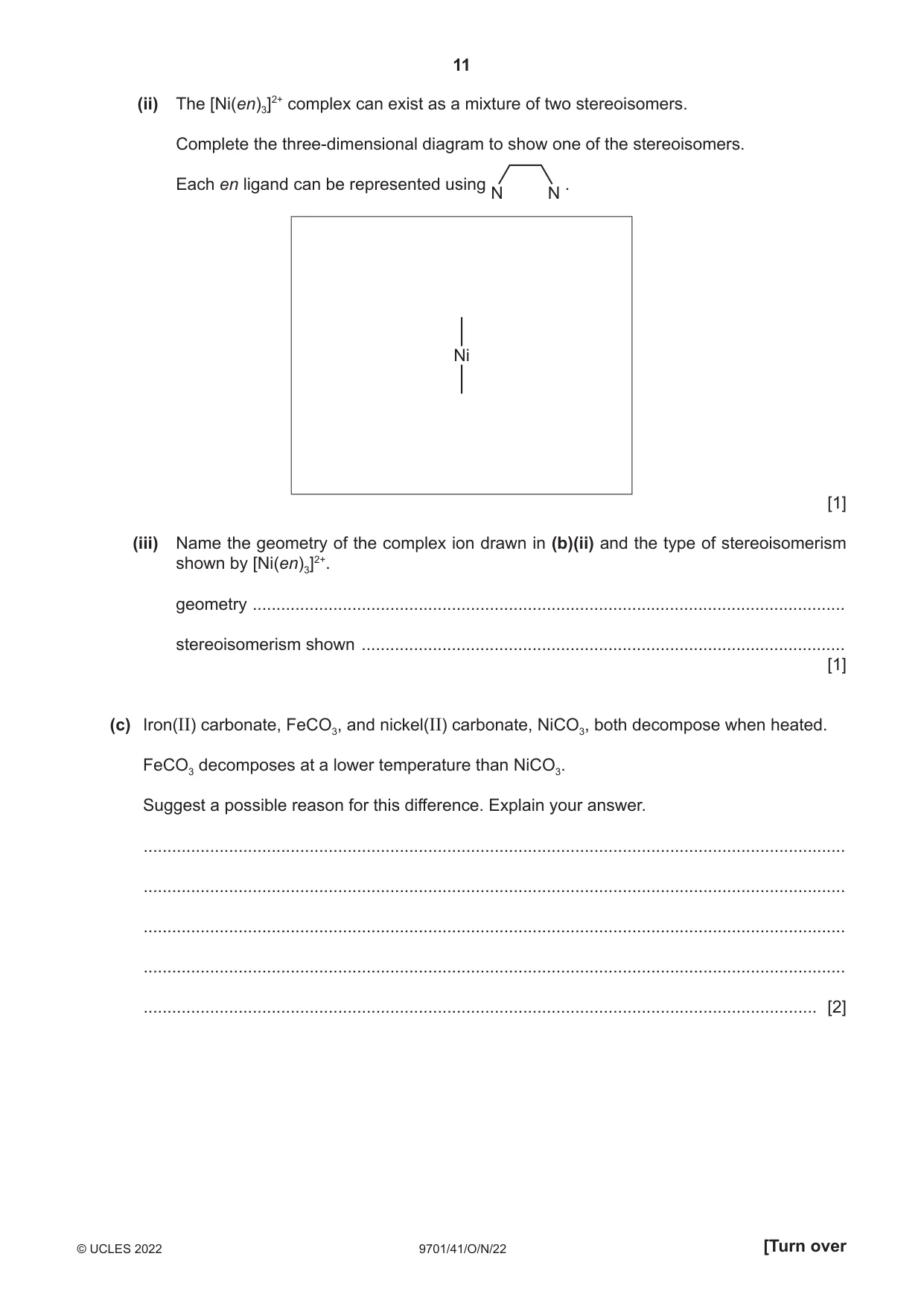 Cambridge A Level Chemistry 9701 2022 Oct/Nov Paper 4 · Variant 1 question paper, page 11 of 28