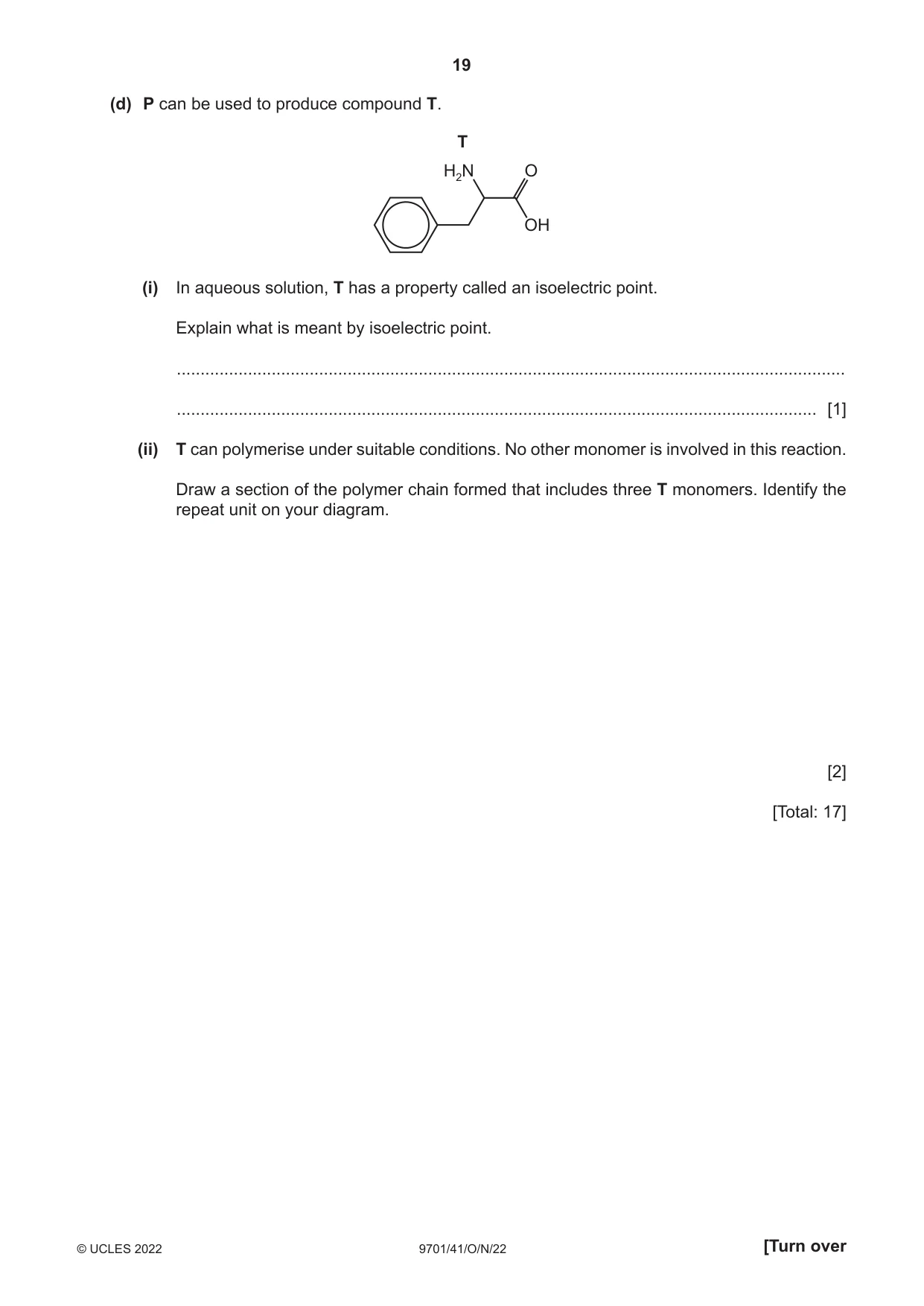 Cambridge A Level Chemistry 9701 2022 Oct/Nov Paper 4 · Variant 1 question paper, page 19 of 28