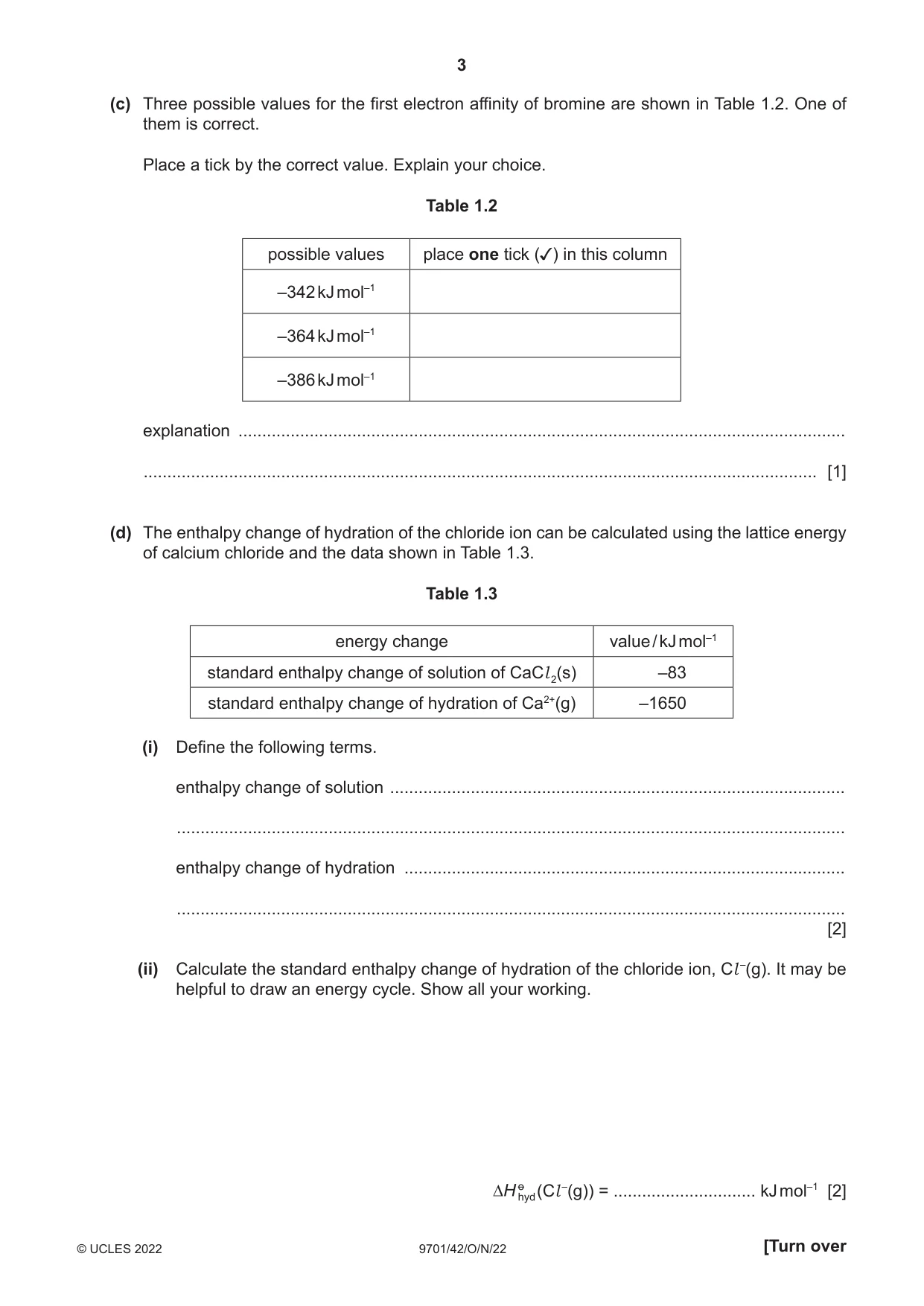 Cambridge A Level Chemistry 9701 2022 Oct/Nov Paper 4 · Variant 2 question paper, page 3 of 24
