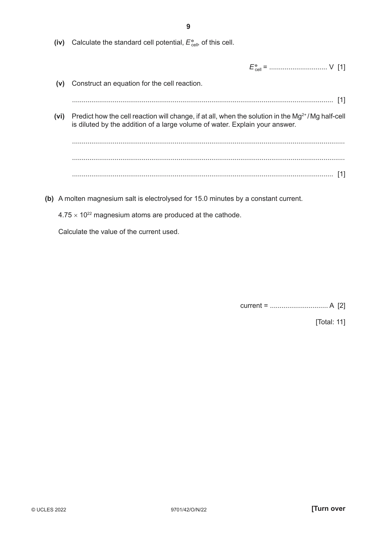 Cambridge A Level Chemistry 9701 2022 Oct/Nov Paper 4 · Variant 2 question paper, page 9 of 24