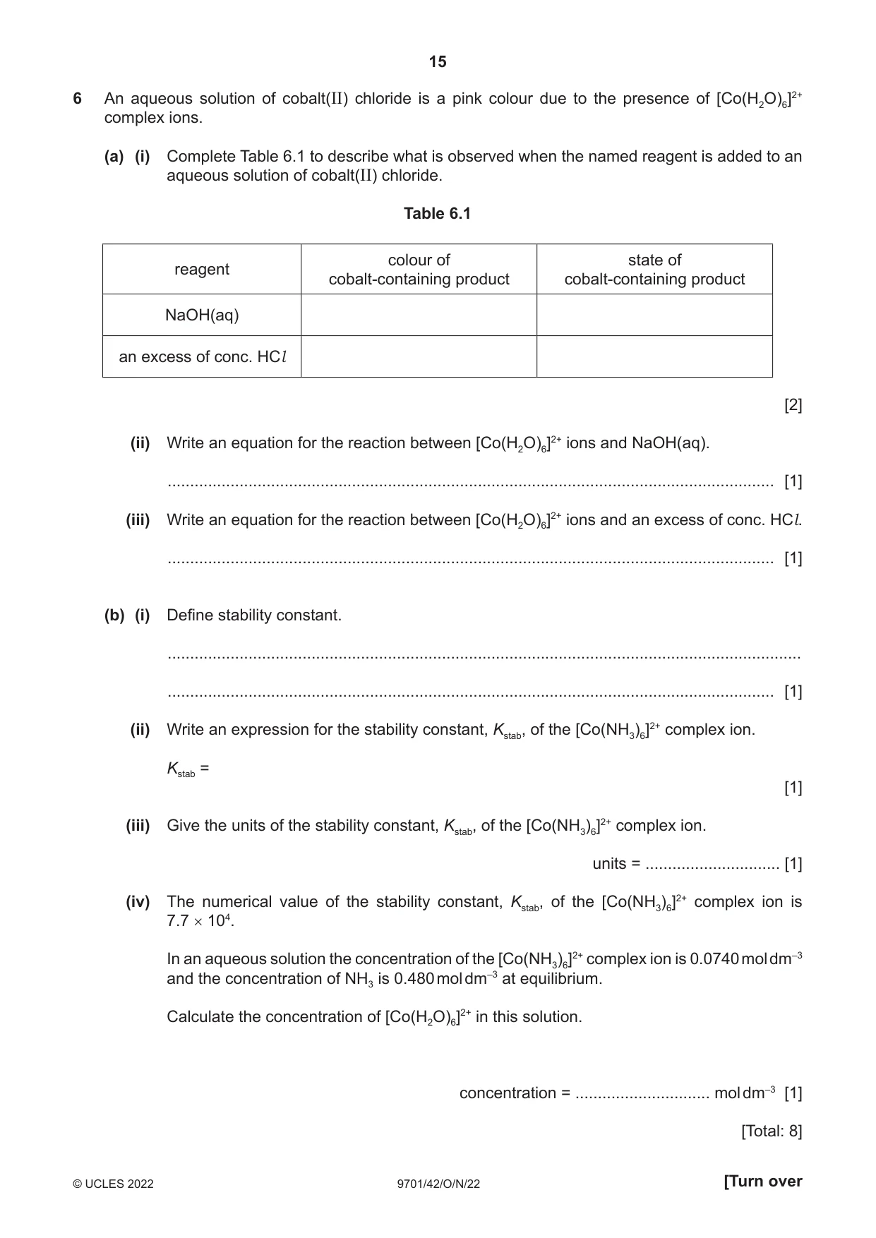 Cambridge A Level Chemistry 9701 2022 Oct/Nov Paper 4 · Variant 2 question paper, page 15 of 24