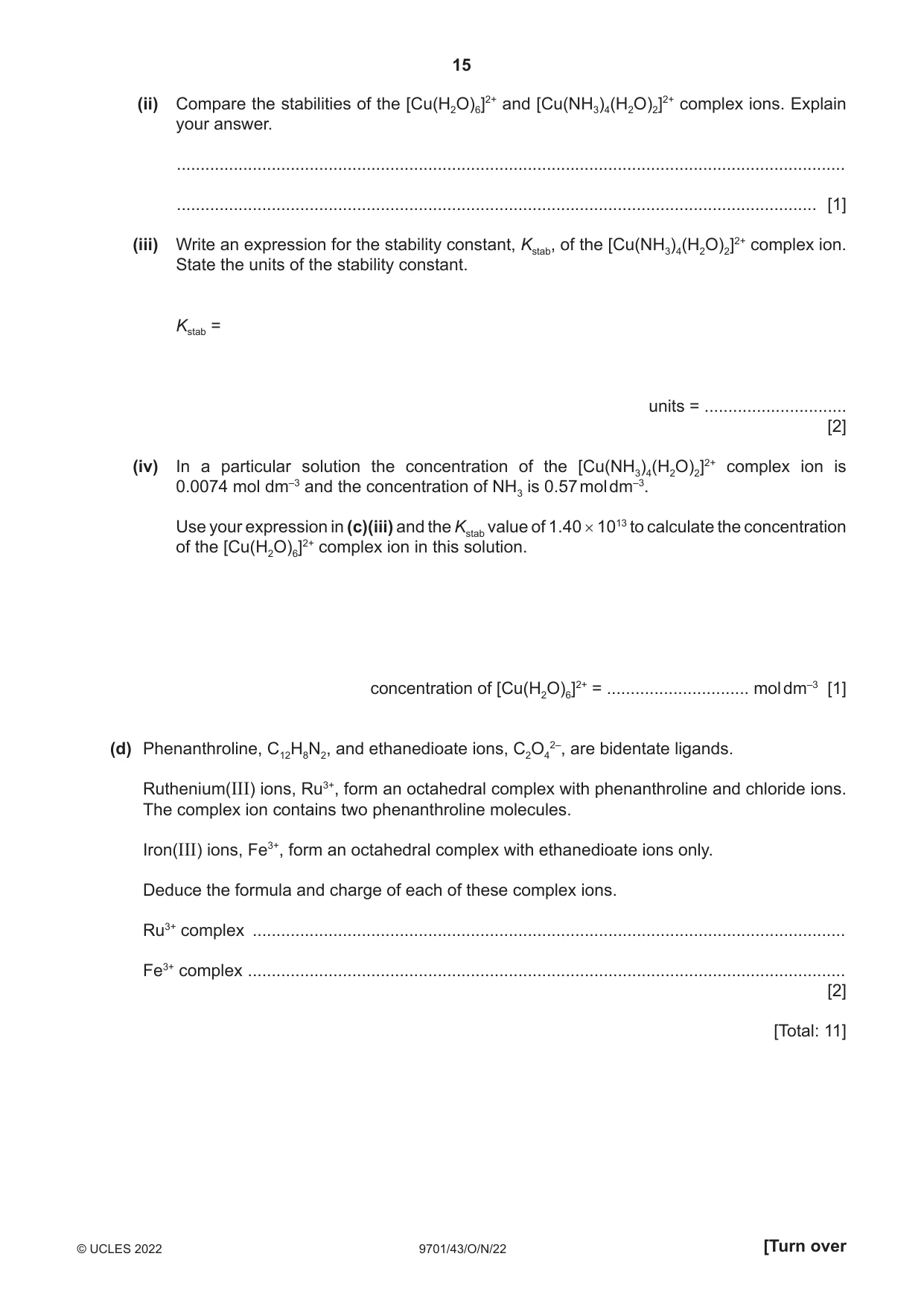 Cambridge A Level Chemistry 9701 2022 Oct/Nov Paper 4 · Variant 3 question paper, page 15 of 28