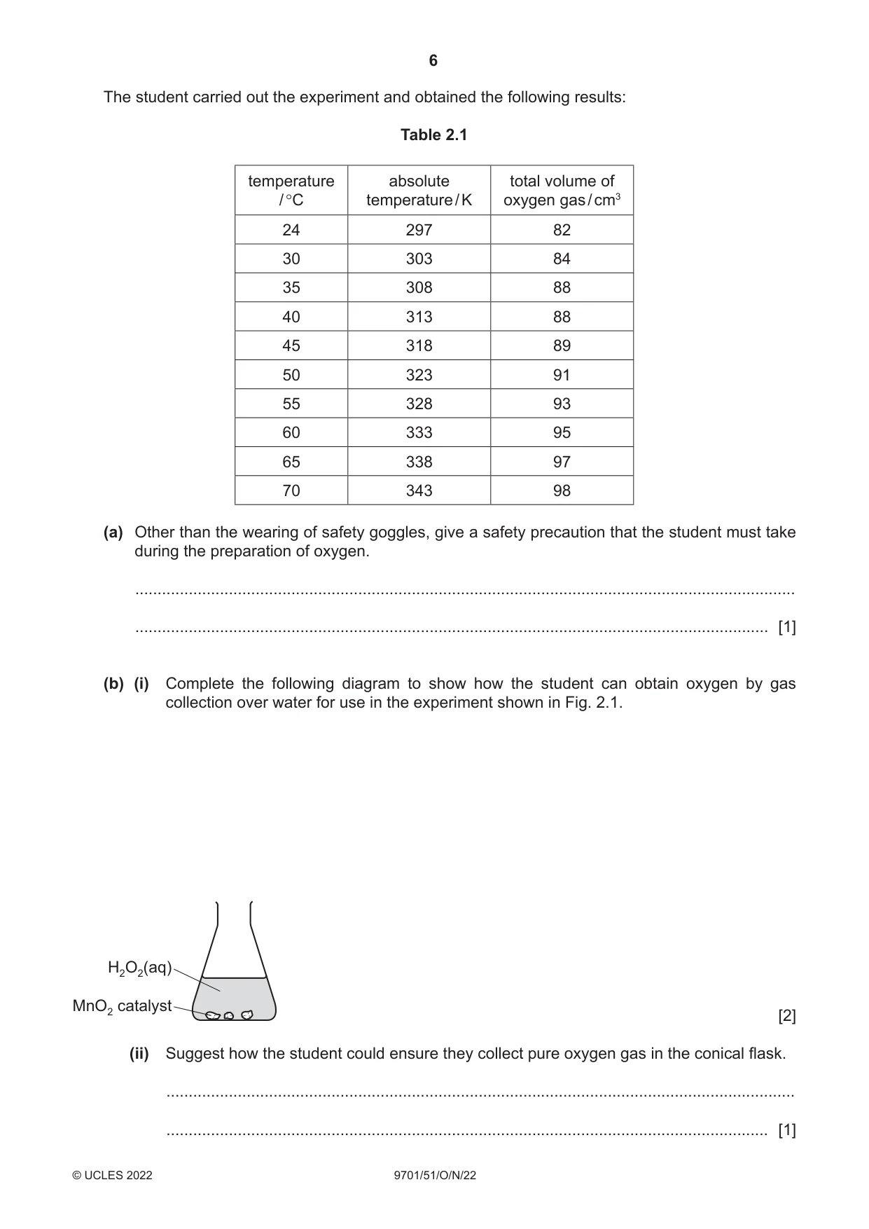 Cambridge A Level Chemistry 9701 2022 Oct/Nov Paper 5 · Variant 1 question paper, page 6 of 12