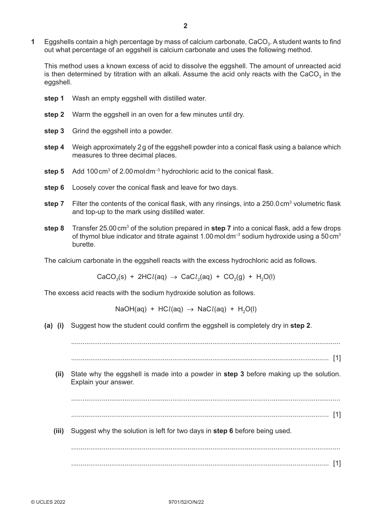 Cambridge A Level Chemistry 9701 2022 Oct/Nov Paper 5 · Variant 2 question paper, page 2 of 12