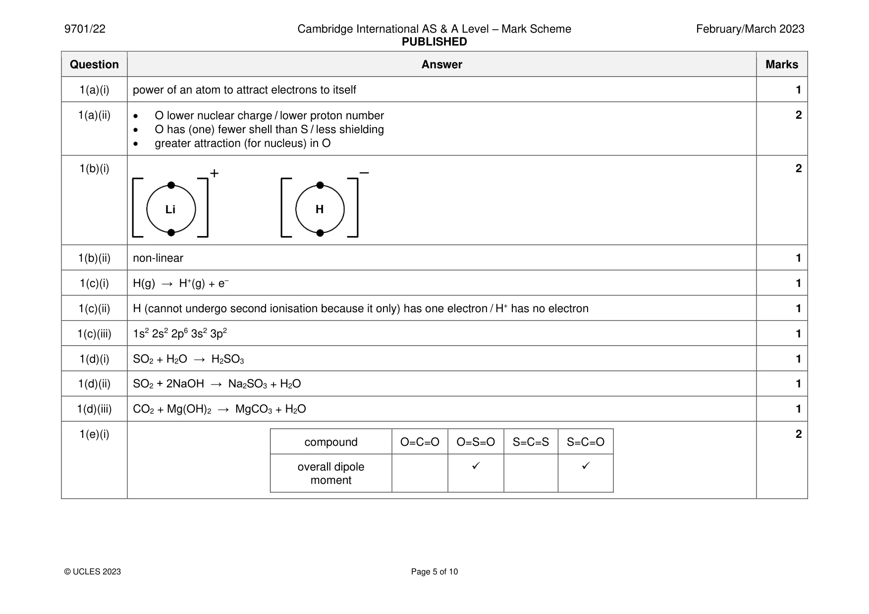 Mark scheme, page 5 of 10