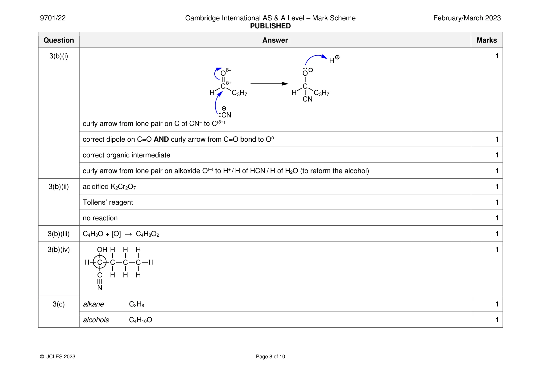 Mark scheme, page 8 of 10