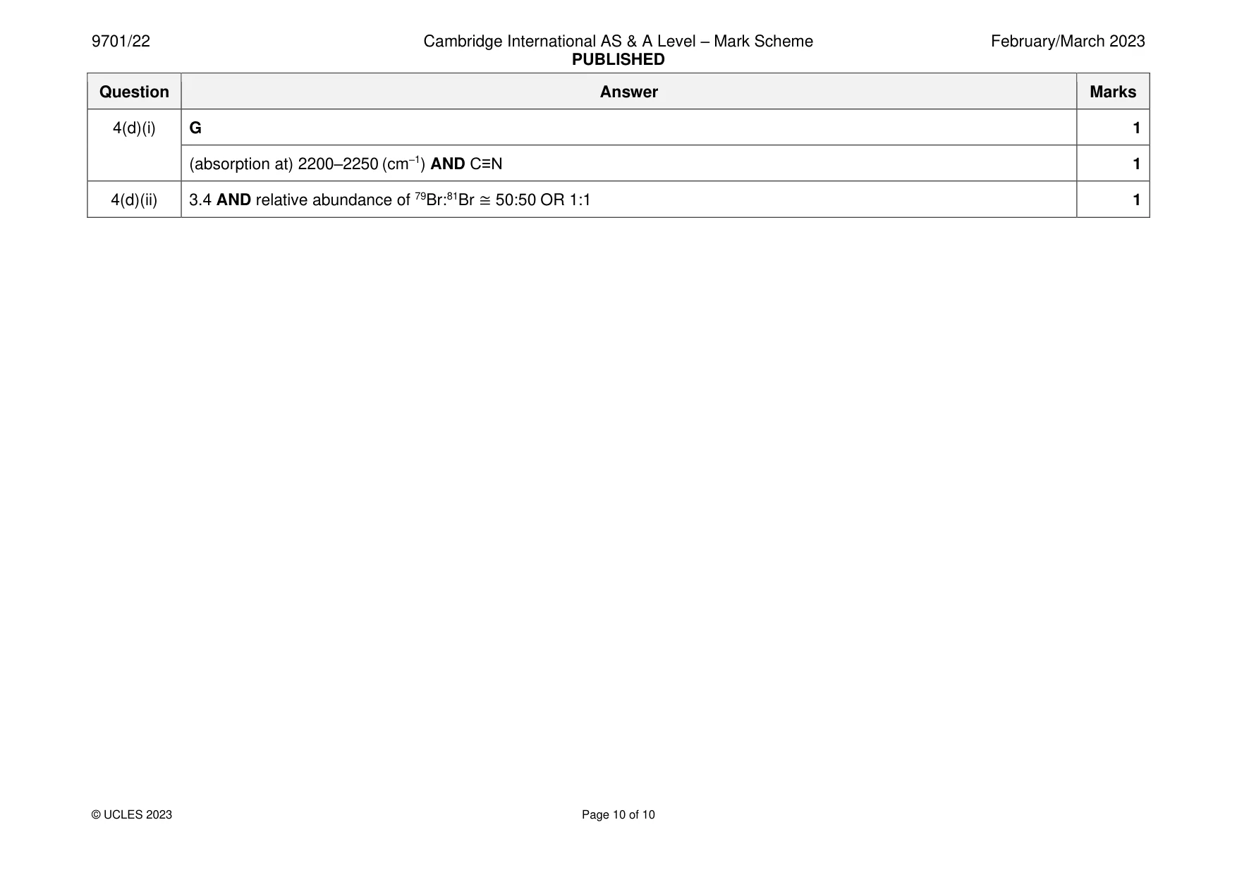 Mark scheme, page 10 of 10