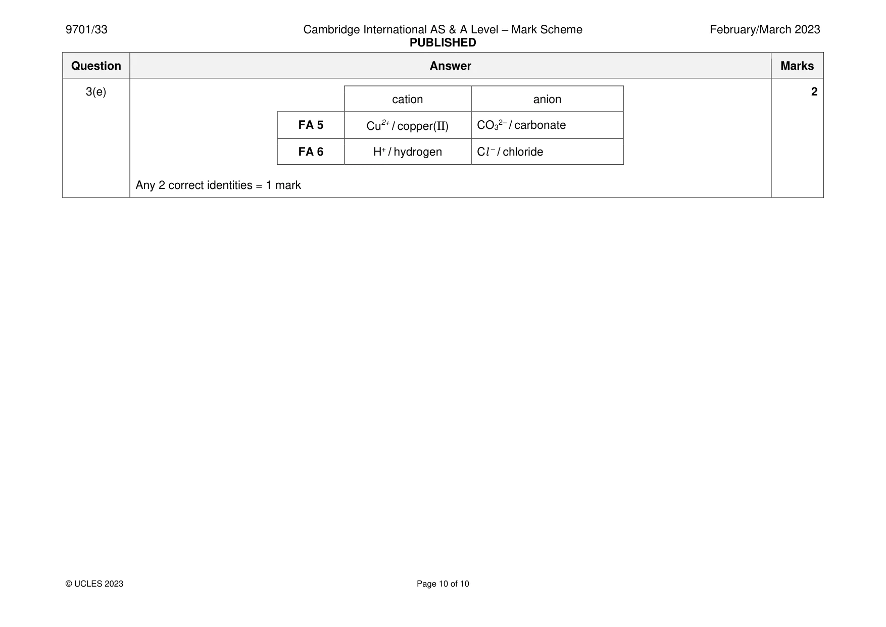 Mark scheme, page 10 of 10