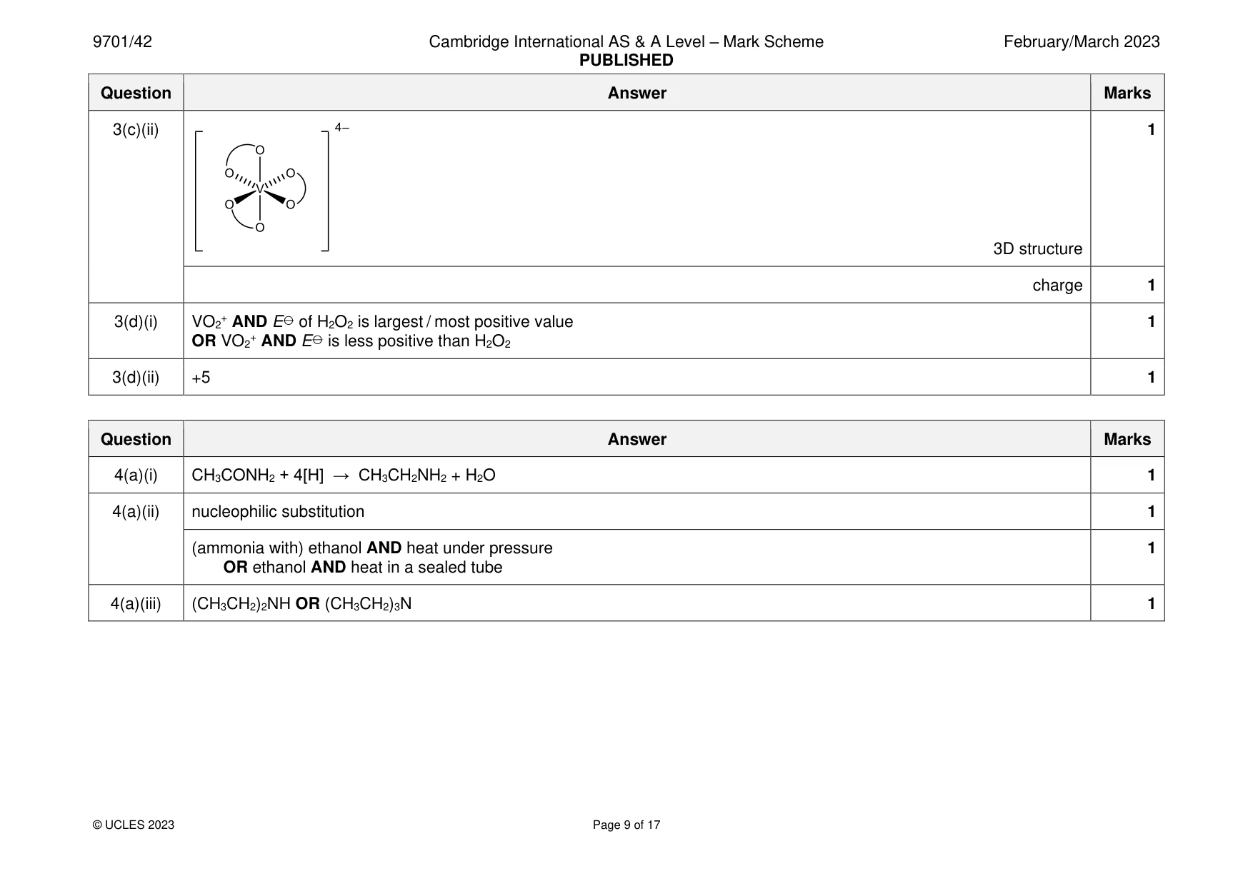 Mark scheme, page 9 of 17