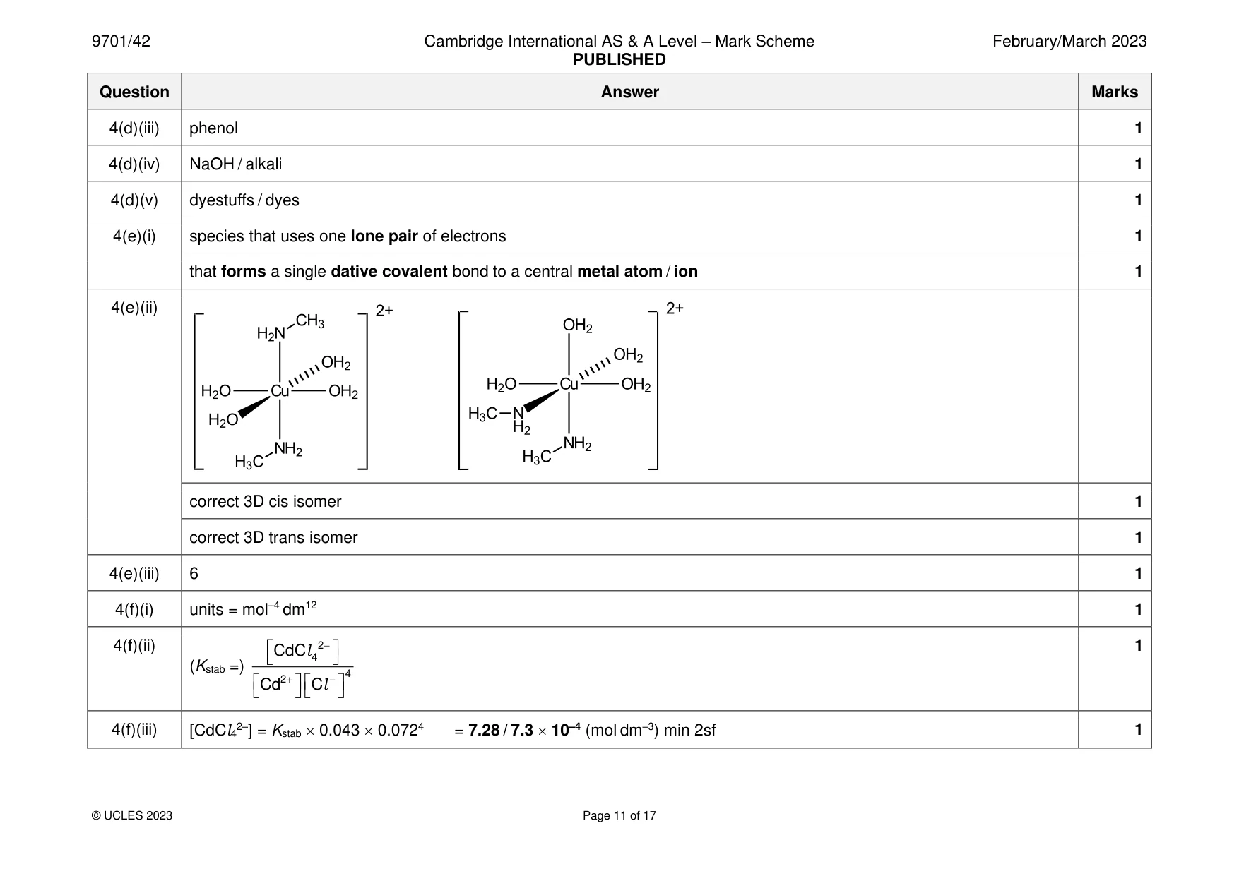 Mark scheme, page 11 of 17