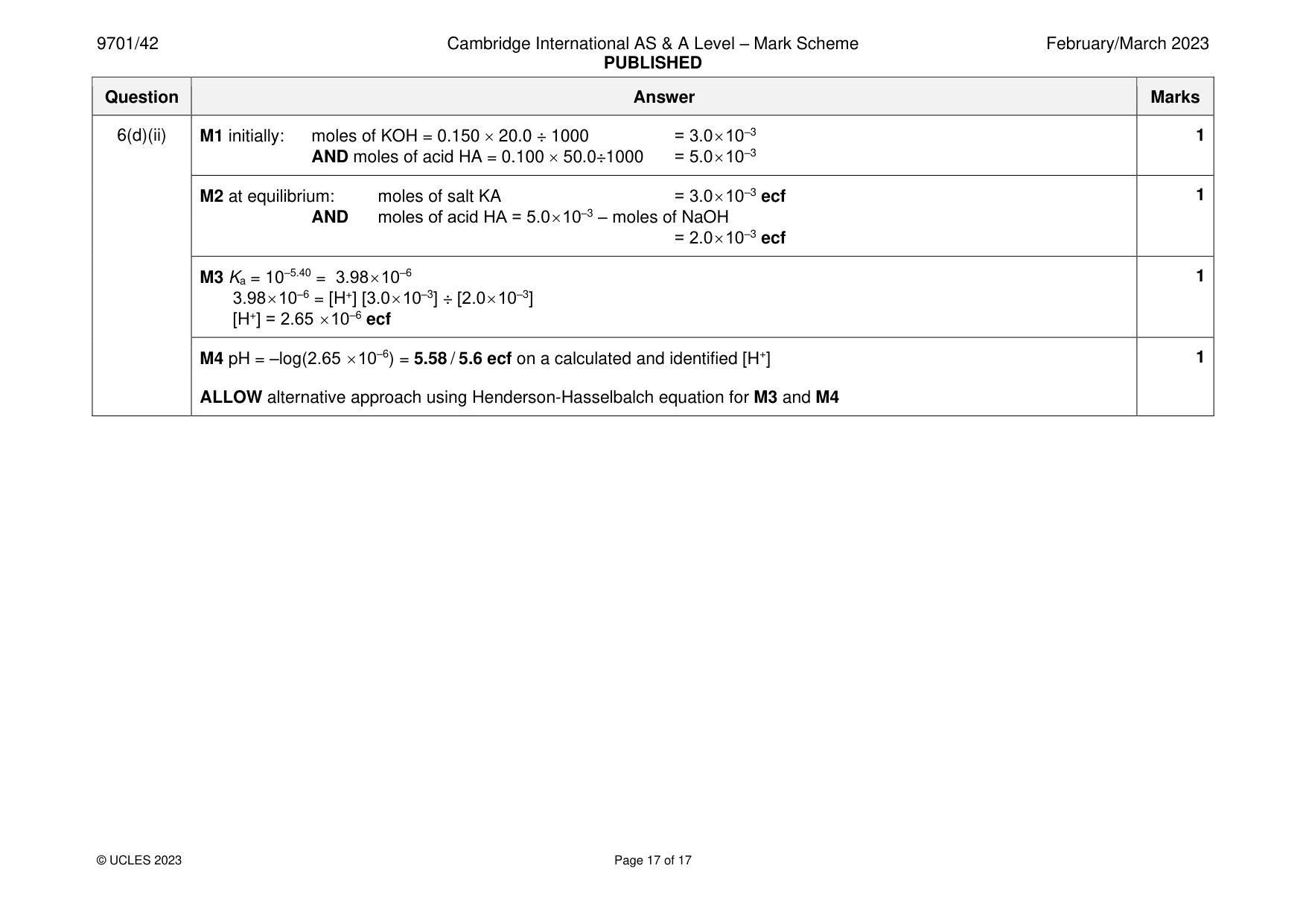 Mark scheme, page 17 of 17