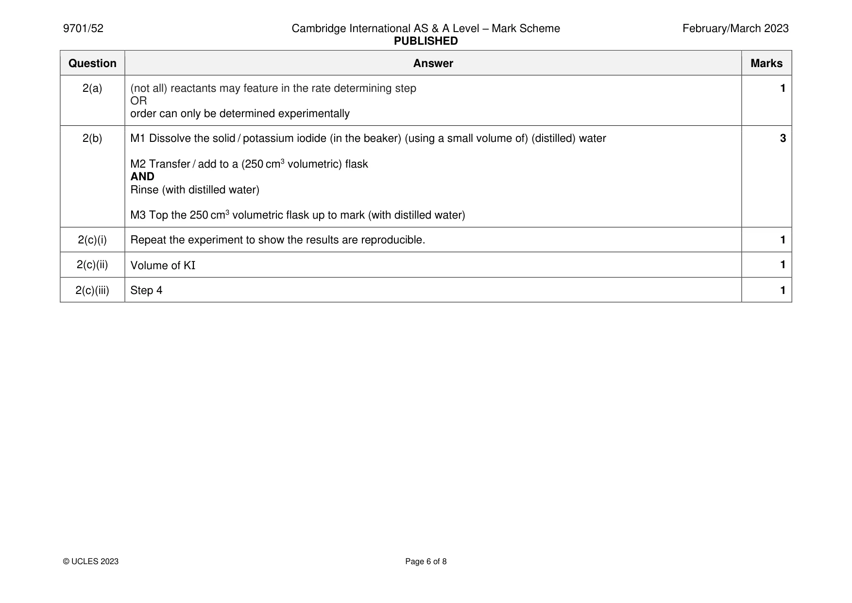 Mark scheme, page 6 of 8