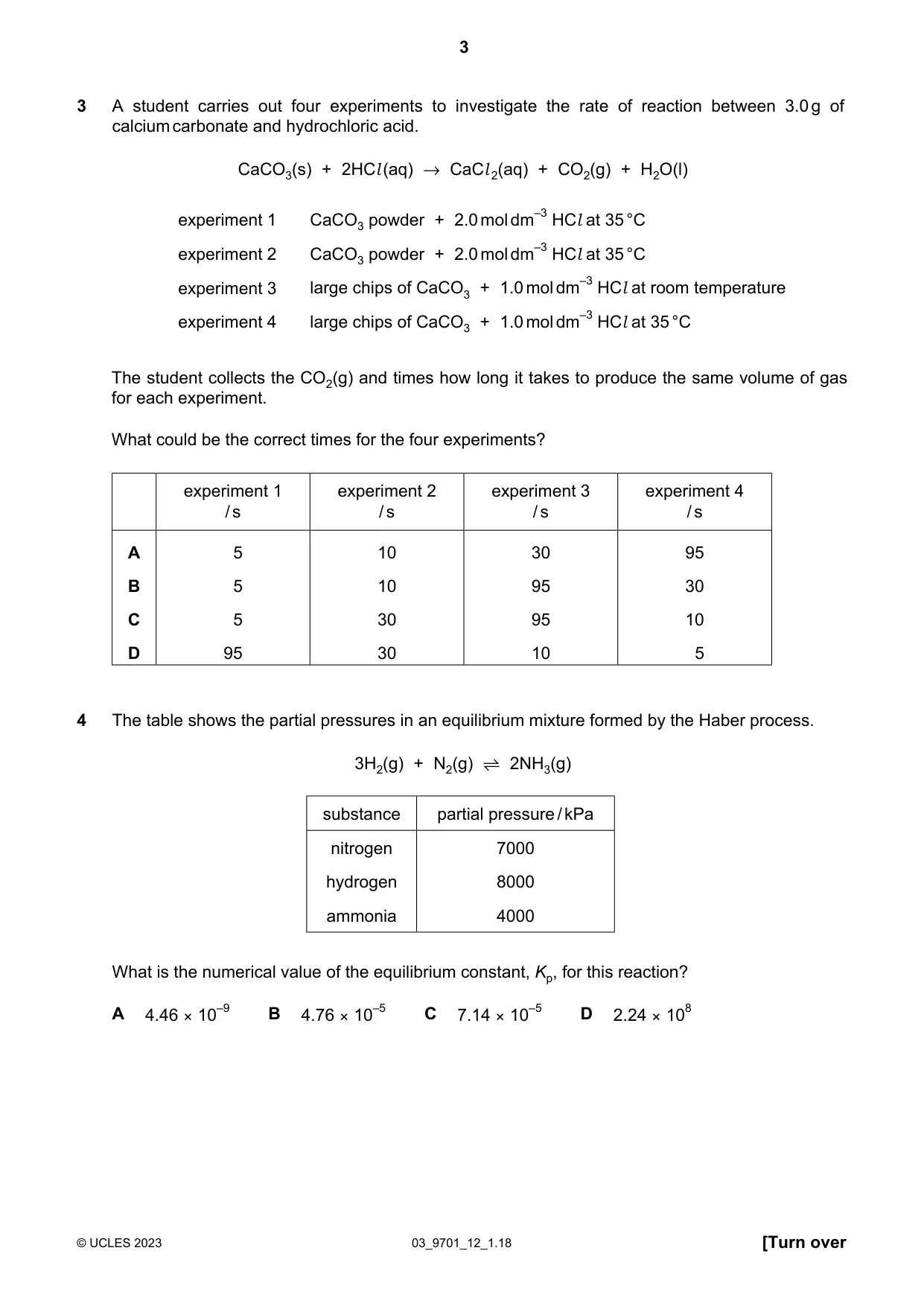 Cambridge A Level Chemistry 9701 2023 Feb/March Paper 1 · Variant 2 question paper, page 3 of 20