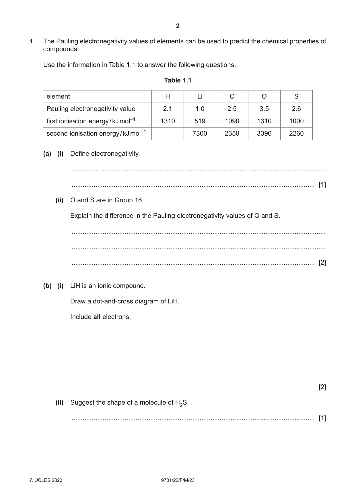 Cambridge A Level Chemistry 9701 2023 Feb/March Paper 2 · Variant 2 question paper, page 2 of 16