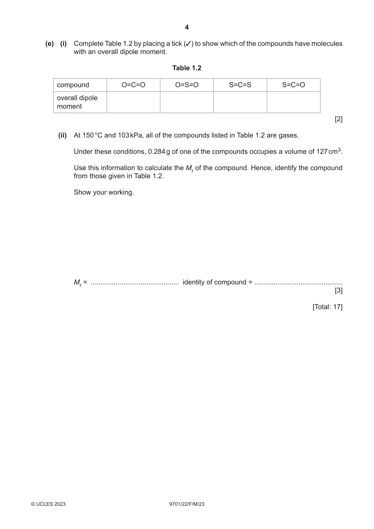 Cambridge A Level Chemistry 9701 2023 Feb/March Paper 2 · Variant 2 question paper, page 4 of 16