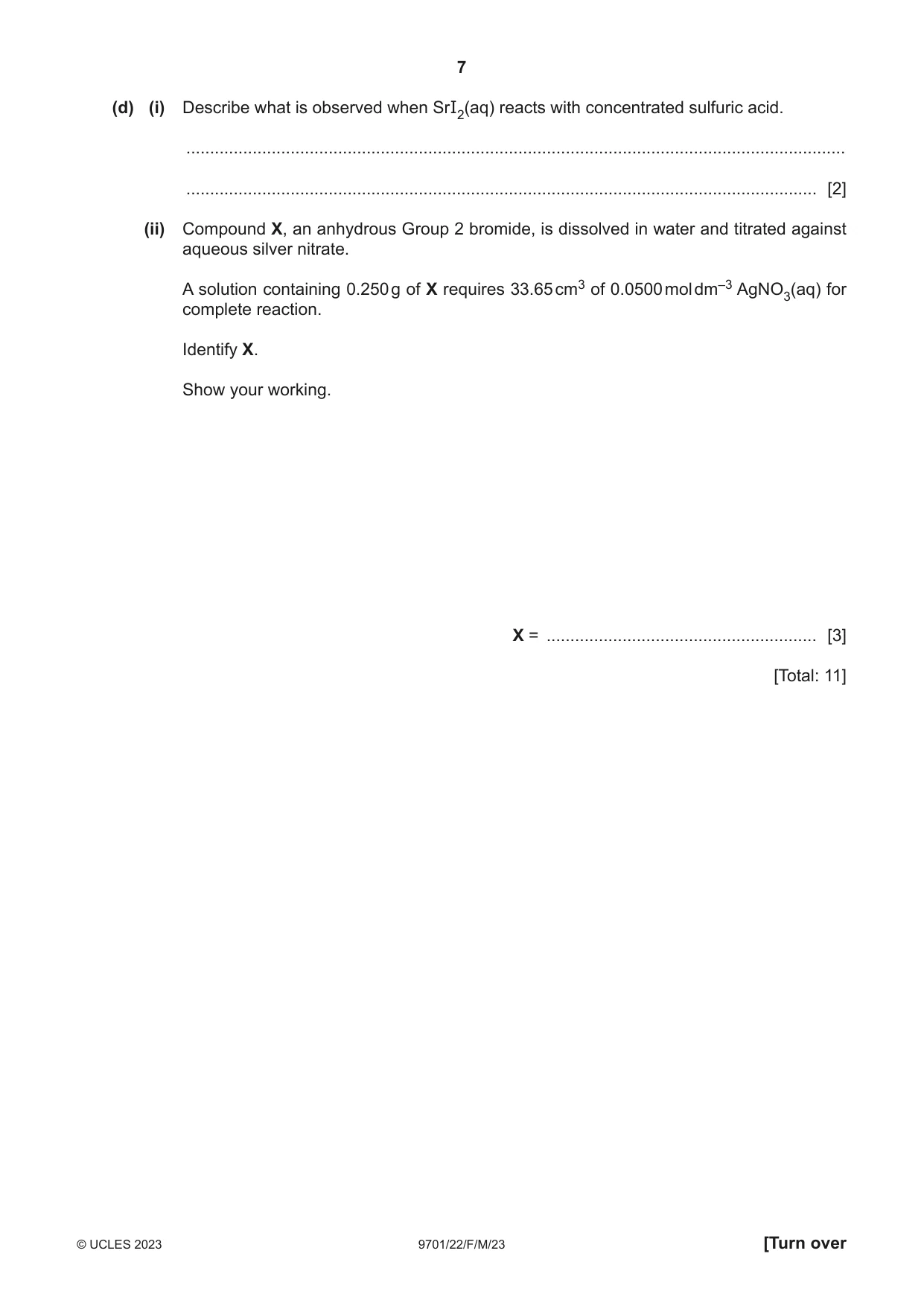 Cambridge A Level Chemistry 9701 2023 Feb/March Paper 2 · Variant 2 question paper, page 7 of 16