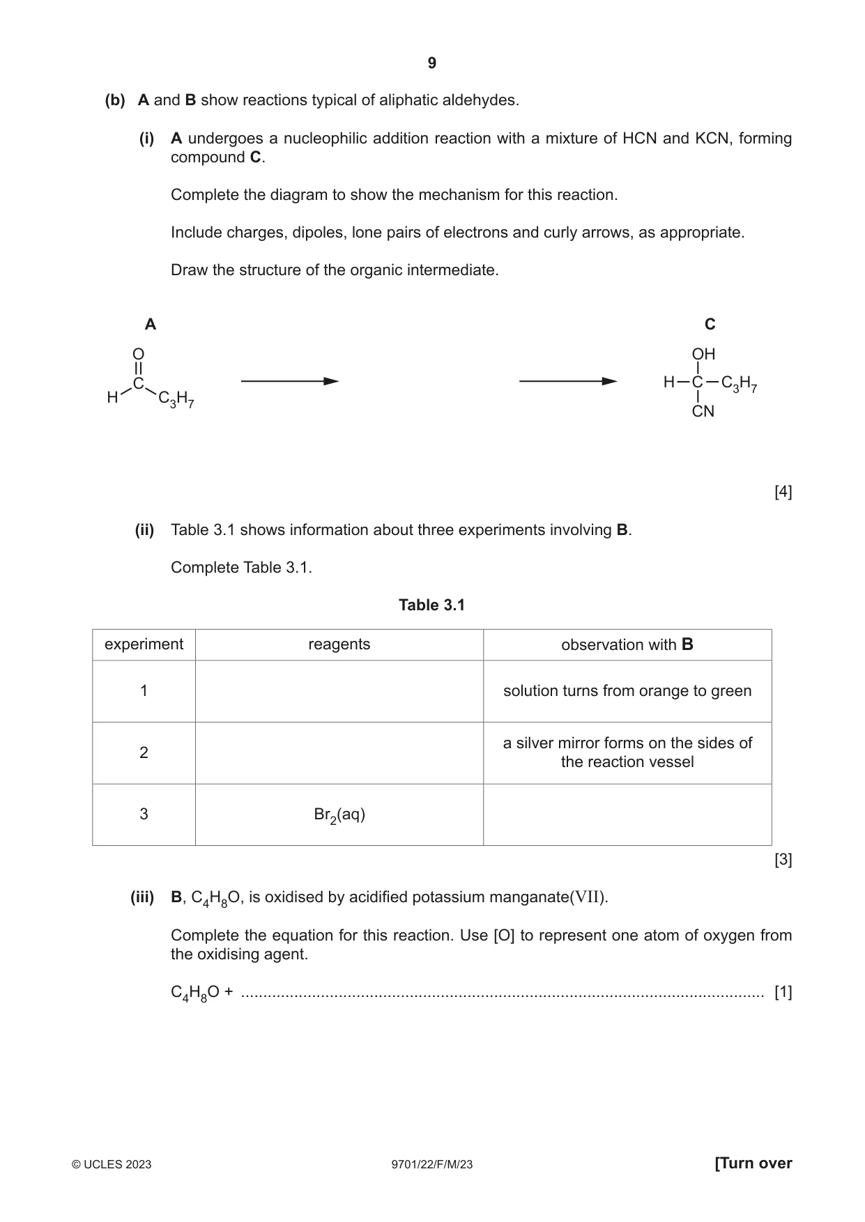 Cambridge A Level Chemistry 9701 2023 Feb/March Paper 2 · Variant 2 question paper, page 9 of 16