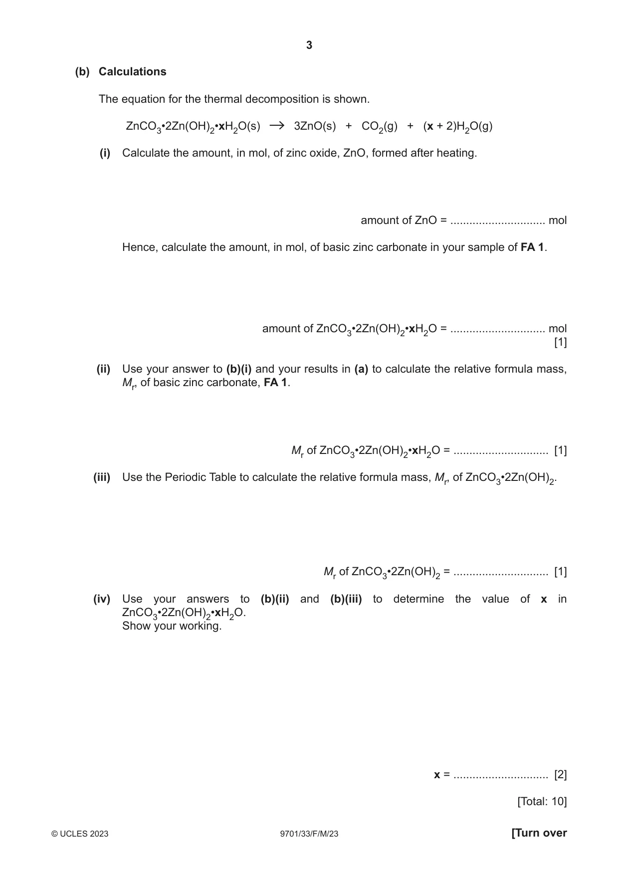 Cambridge A Level Chemistry 9701 2023 Feb/March Paper 3 · Variant 3 question paper, page 3 of 12