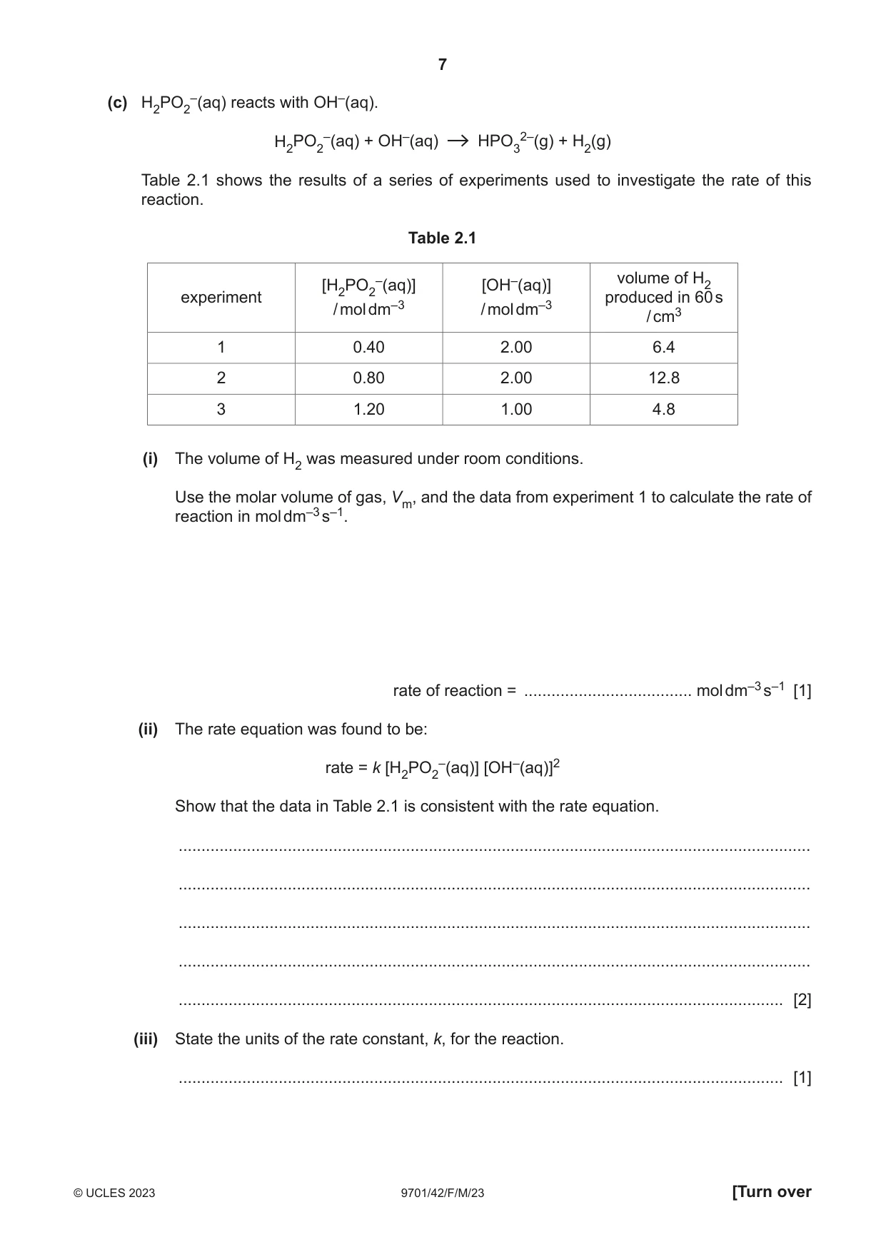 Cambridge A Level Chemistry 9701 2023 Feb/March Paper 4 · Variant 2 question paper, page 7 of 28