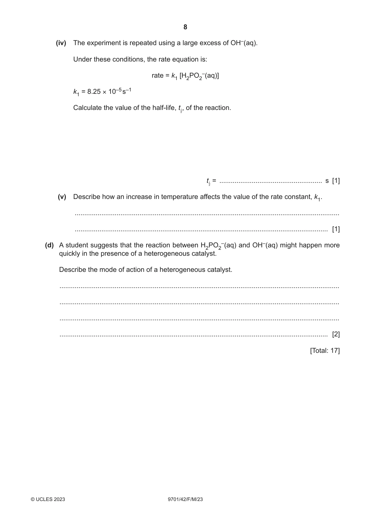 Cambridge A Level Chemistry 9701 2023 Feb/March Paper 4 · Variant 2 question paper, page 8 of 28