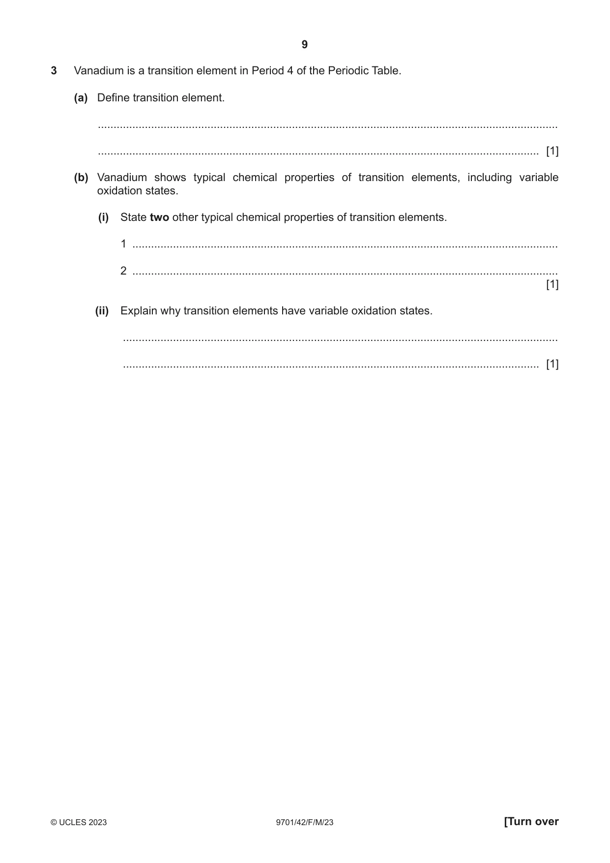 Cambridge A Level Chemistry 9701 2023 Feb/March Paper 4 · Variant 2 question paper, page 9 of 28