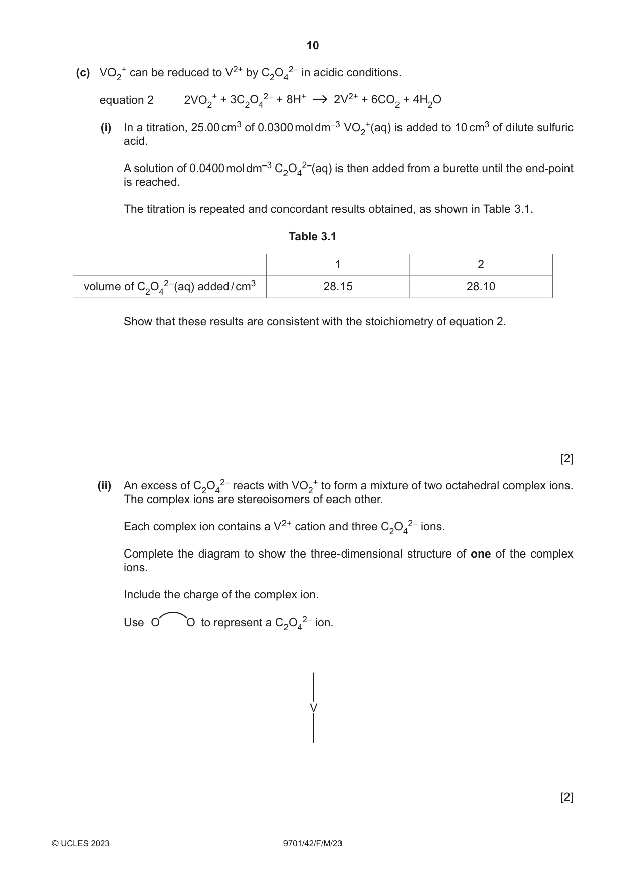 Cambridge A Level Chemistry 9701 2023 Feb/March Paper 4 · Variant 2 question paper, page 10 of 28