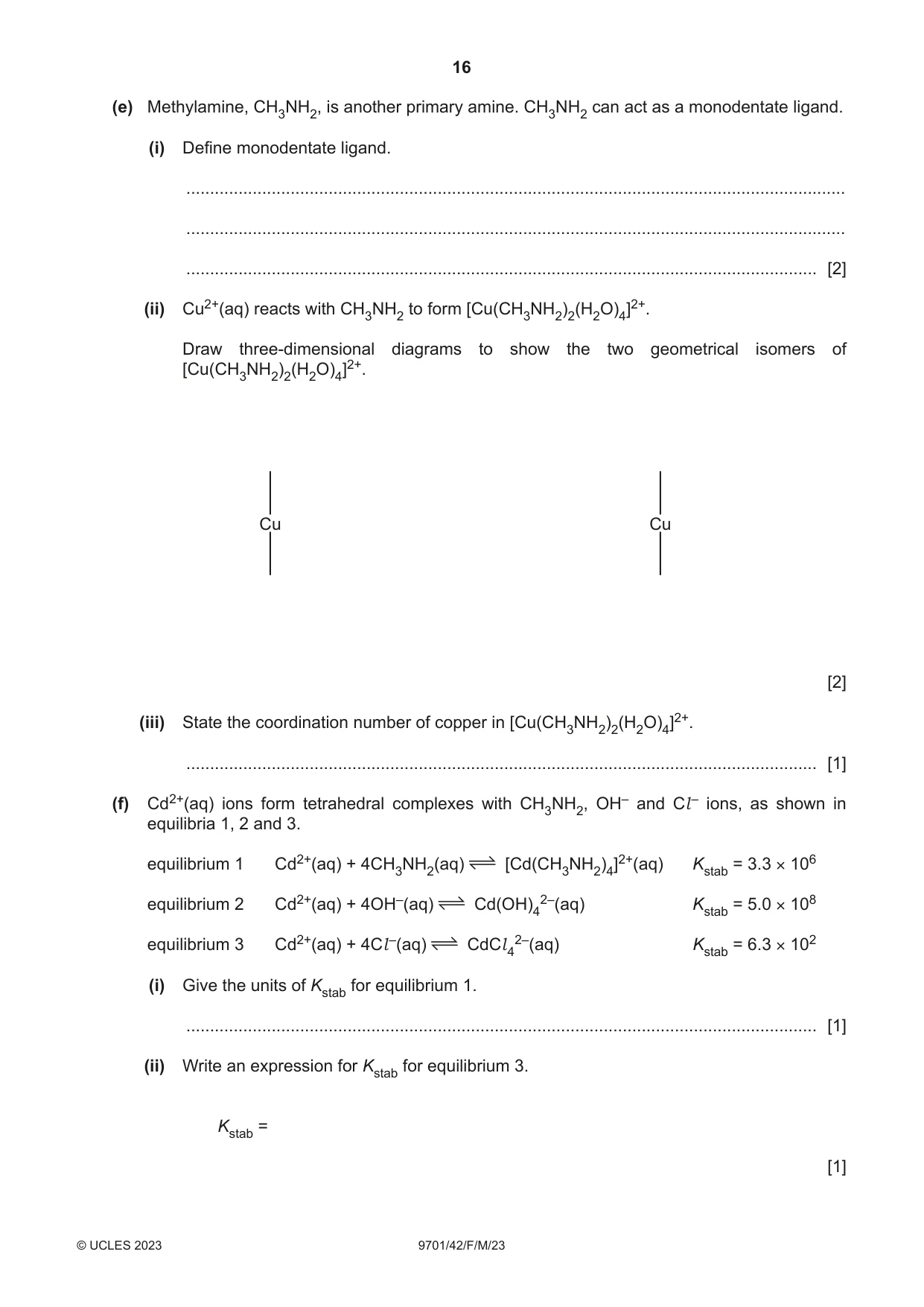 Cambridge A Level Chemistry 9701 2023 Feb/March Paper 4 · Variant 2 question paper, page 16 of 28