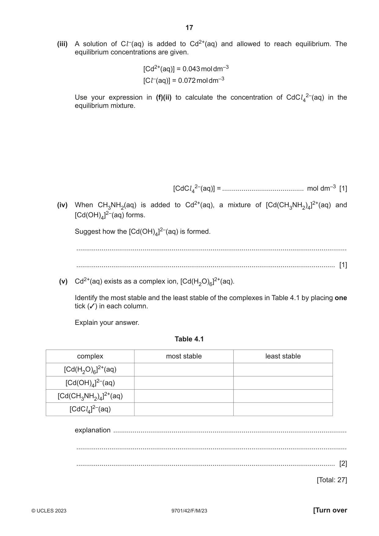 Cambridge A Level Chemistry 9701 2023 Feb/March Paper 4 · Variant 2 question paper, page 17 of 28