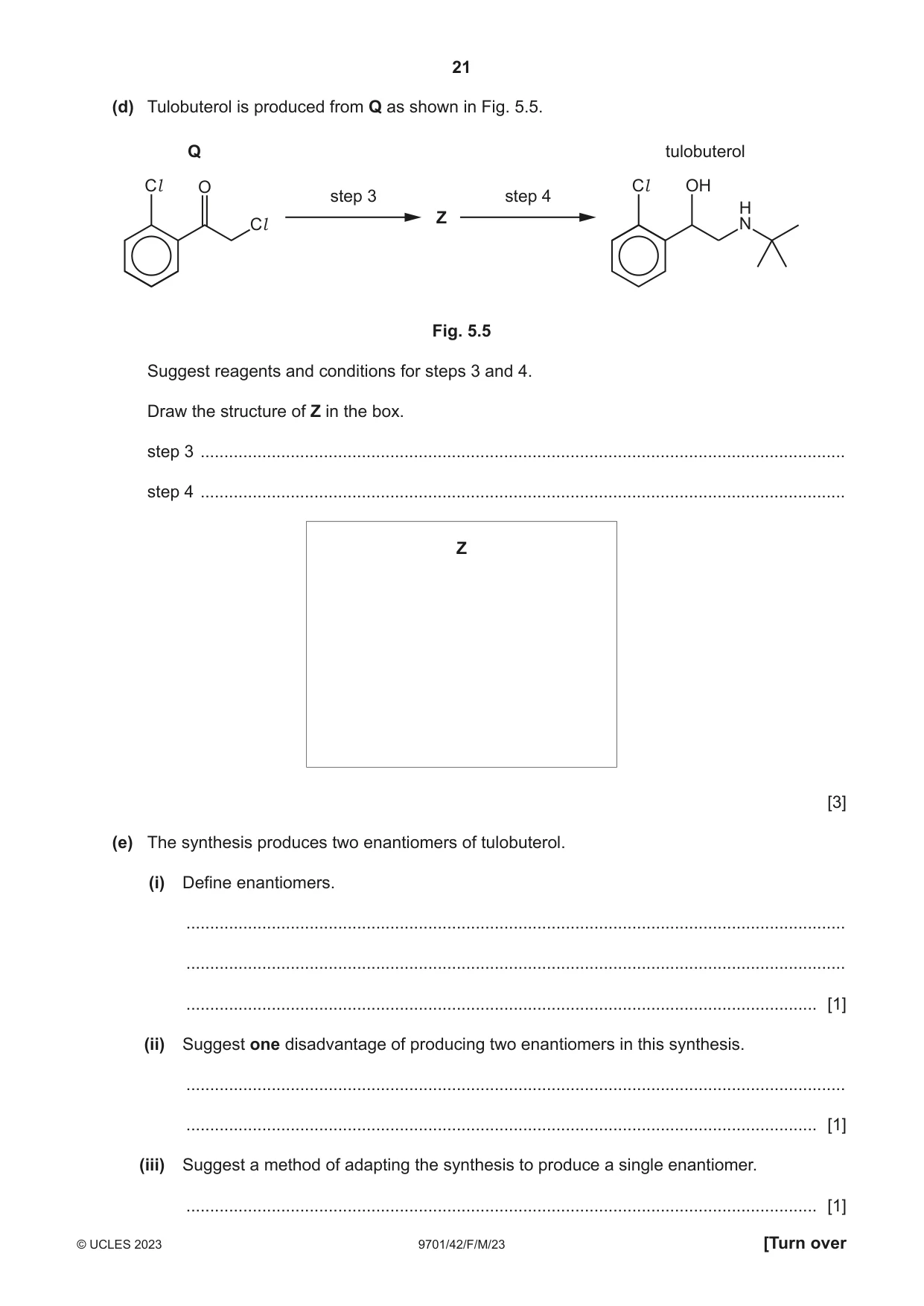 Cambridge A Level Chemistry 9701 2023 Feb/March Paper 4 · Variant 2 question paper, page 21 of 28