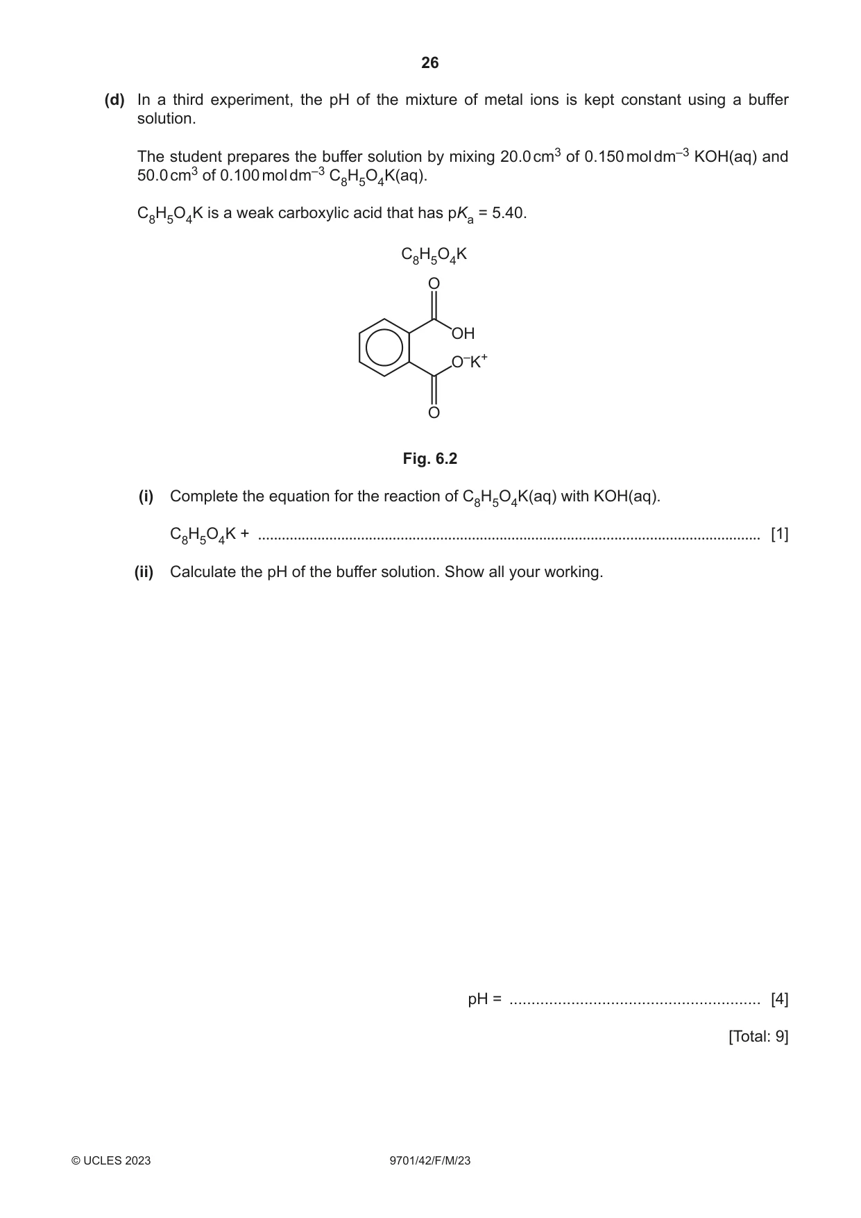 Cambridge A Level Chemistry 9701 2023 Feb/March Paper 4 · Variant 2 question paper, page 26 of 28