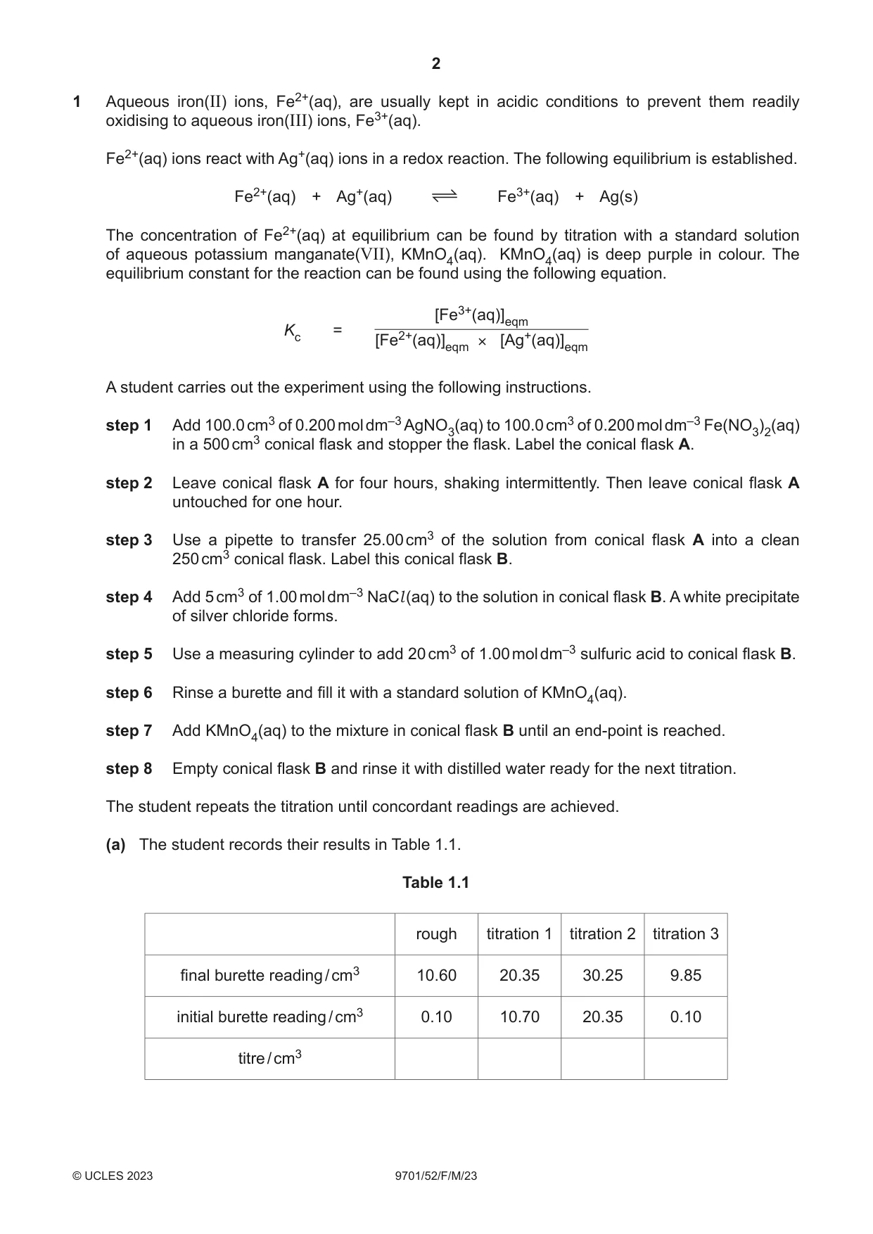 Cambridge A Level Chemistry 9701 2023 Feb/March Paper 5 · Variant 2 question paper, page 2 of 12