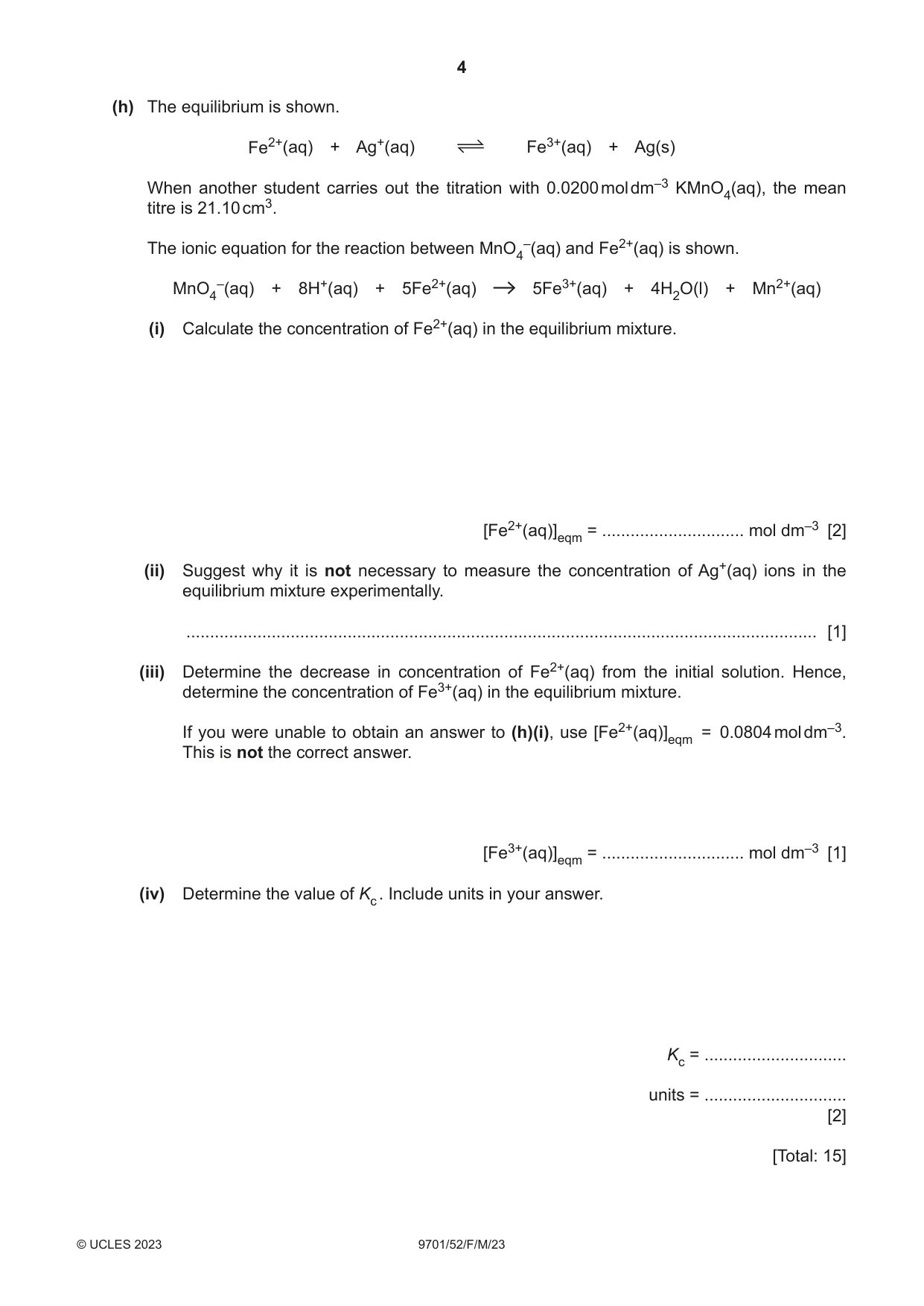 Cambridge A Level Chemistry 9701 2023 Feb/March Paper 5 · Variant 2 question paper, page 4 of 12