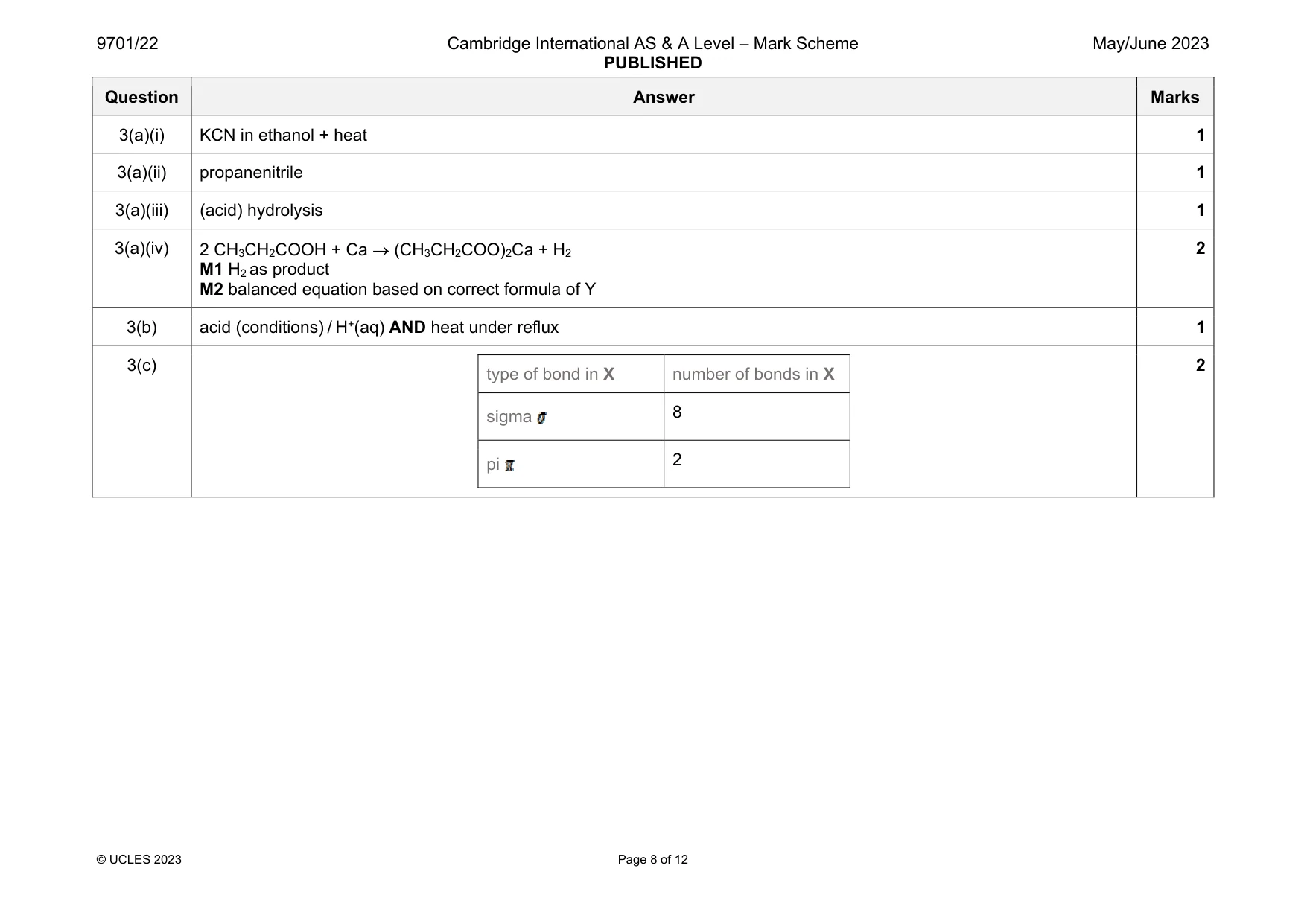 Mark scheme, page 8 of 12