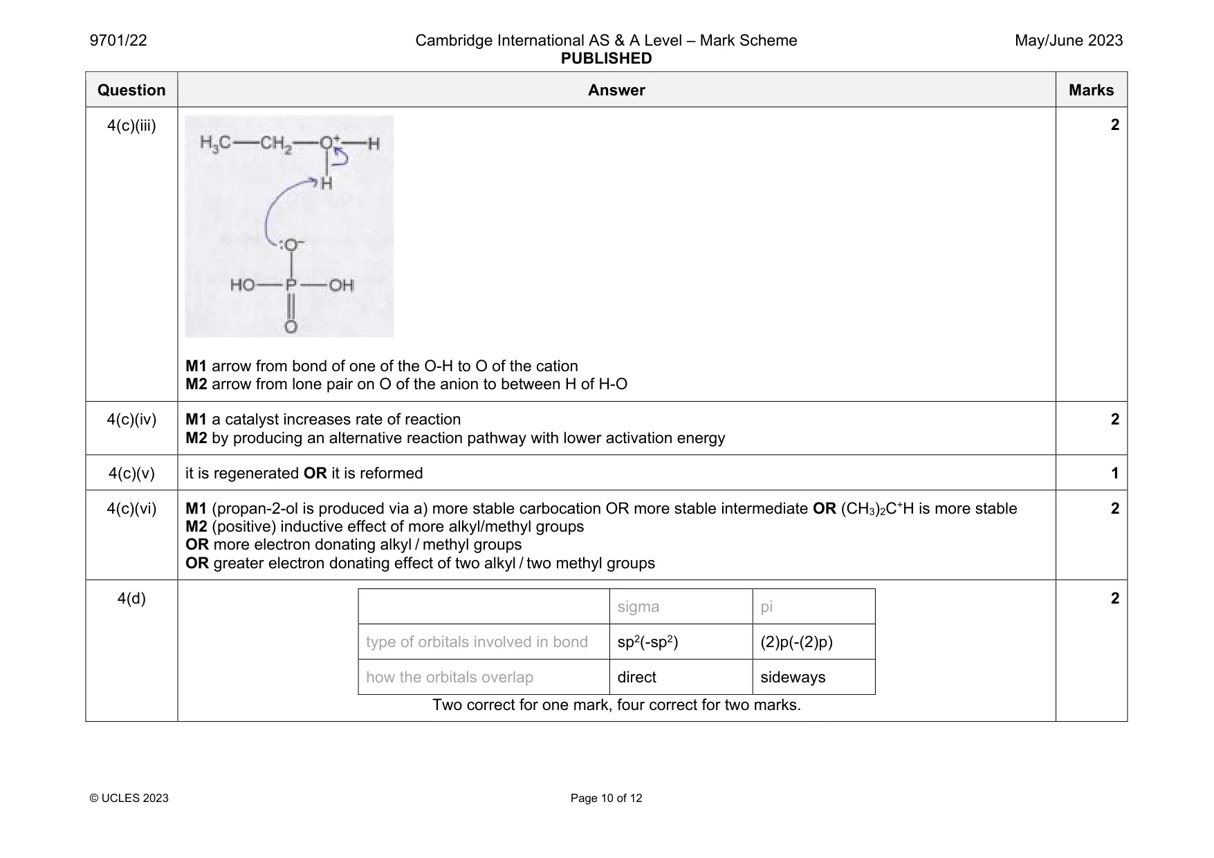Mark scheme, page 10 of 12