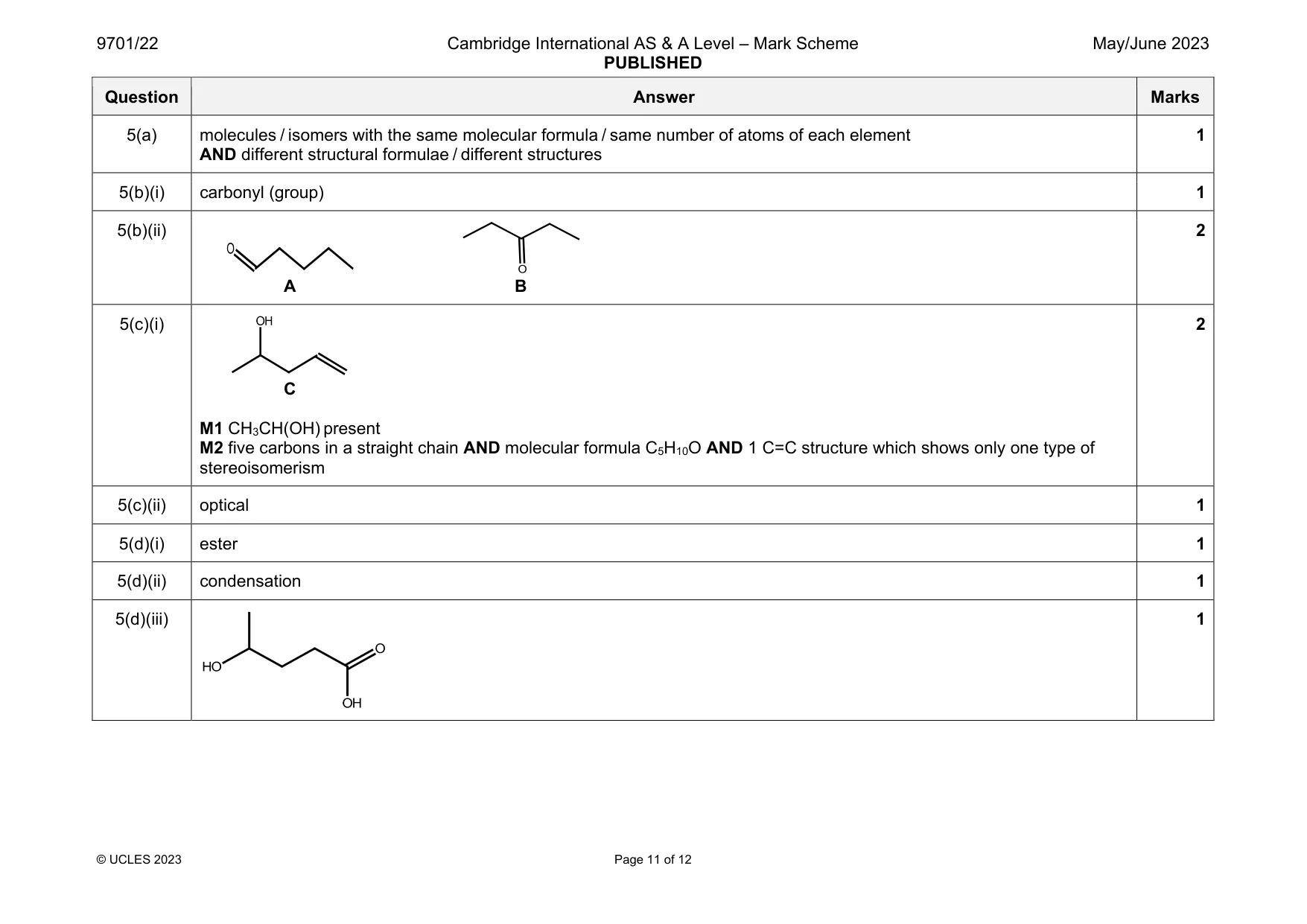 Mark scheme, page 11 of 12