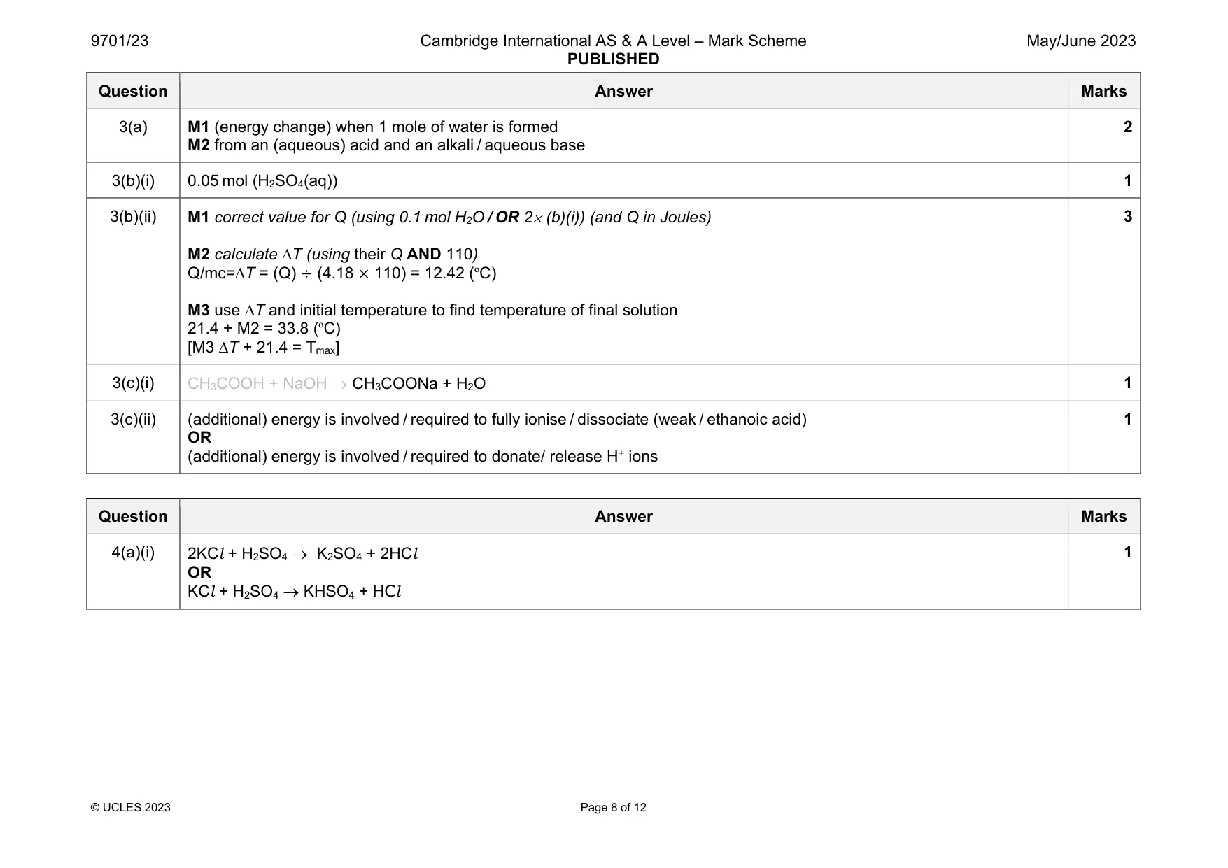 Mark scheme, page 8 of 12