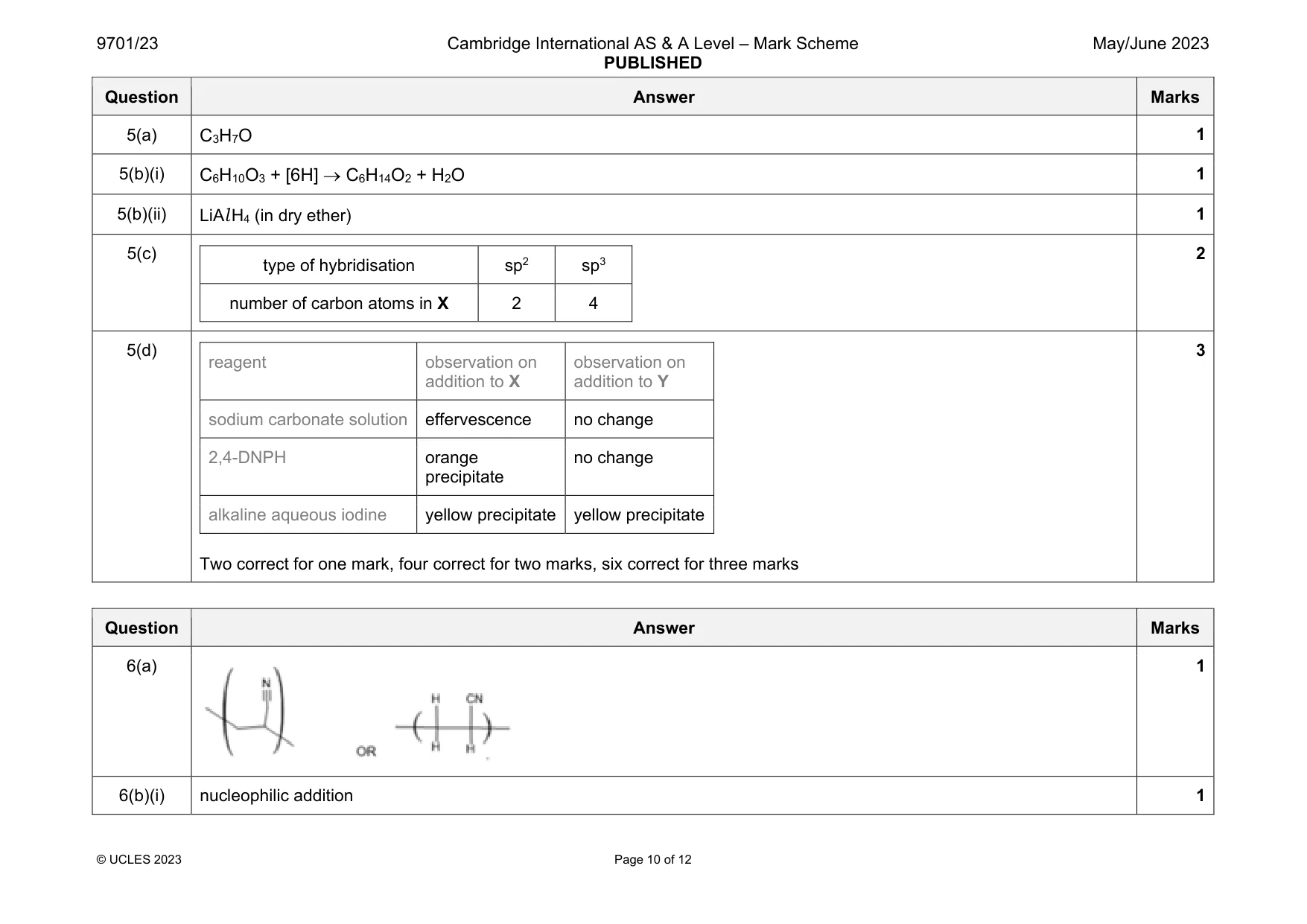 Mark scheme, page 10 of 12
