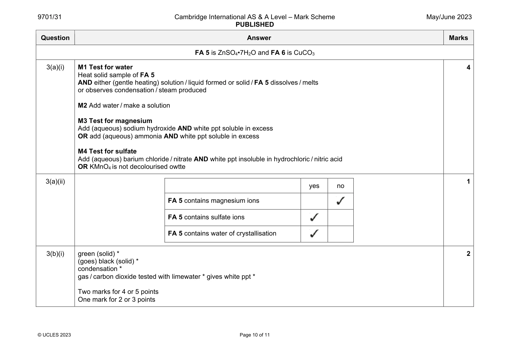 Mark scheme, page 10 of 11