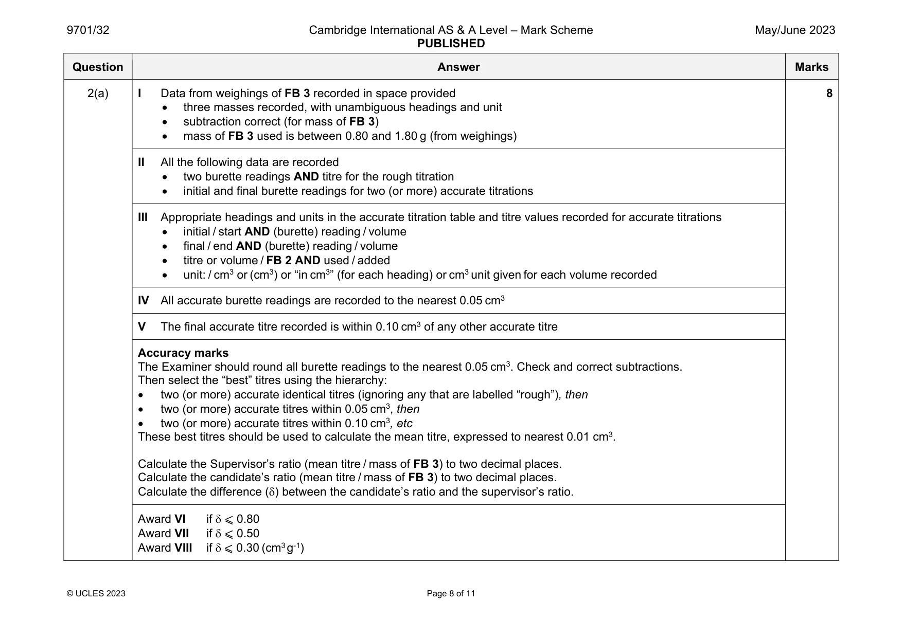 Mark scheme, page 8 of 11